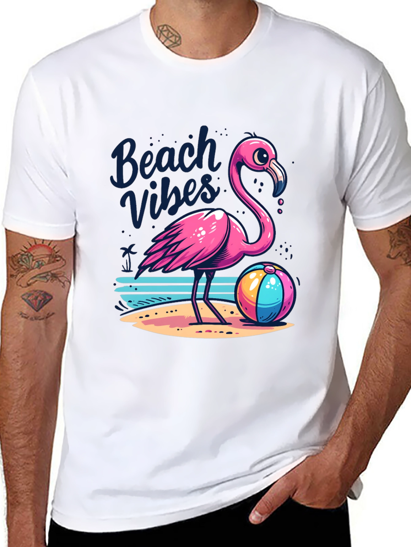 Beach Vibes Flamingo Graphic Tee