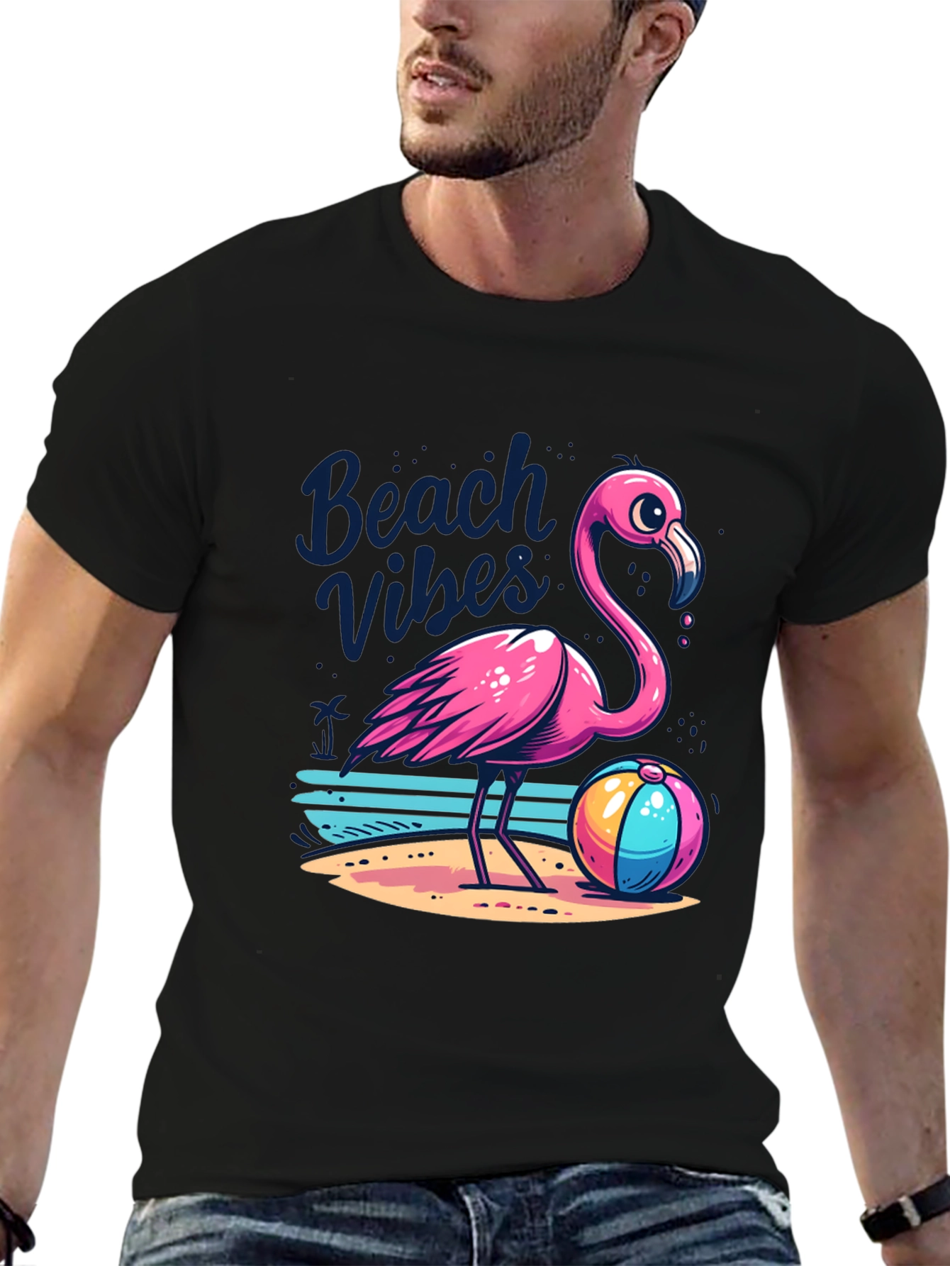 Beach Vibes Flamingo Graphic Tee