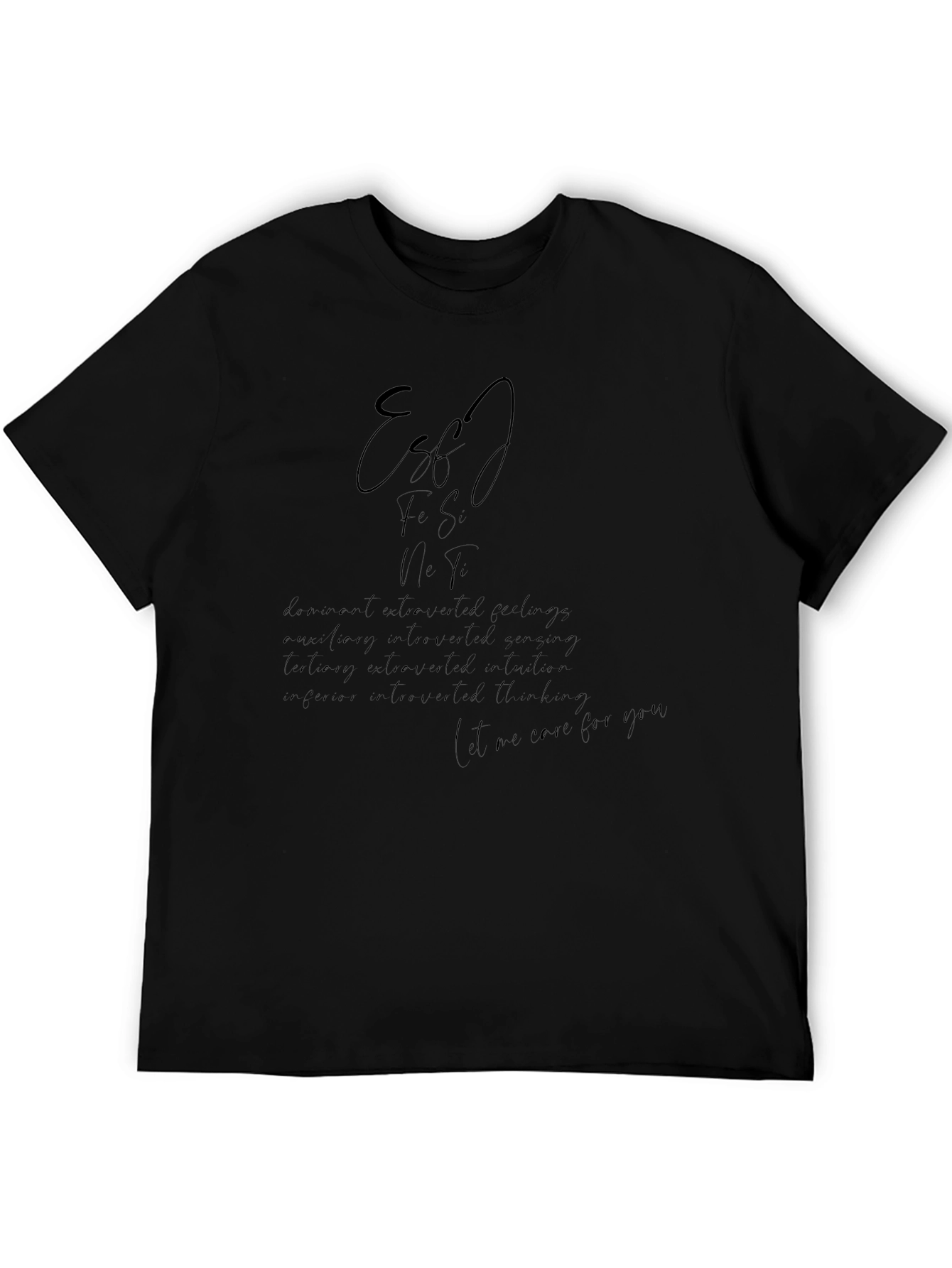Stylish Black T-Shirt with Artistic Text Design