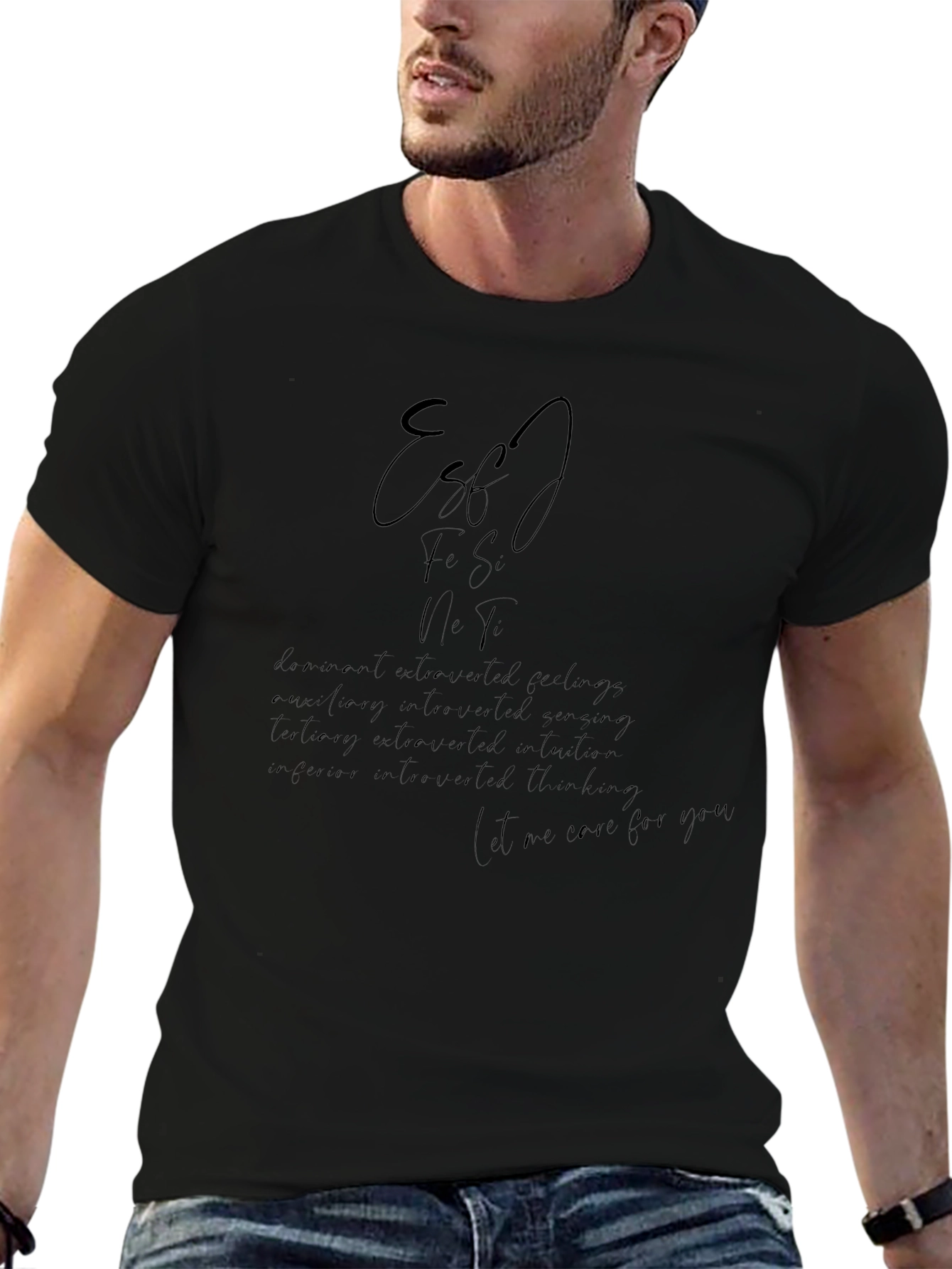 Stylish Black T-Shirt with Artistic Text Design