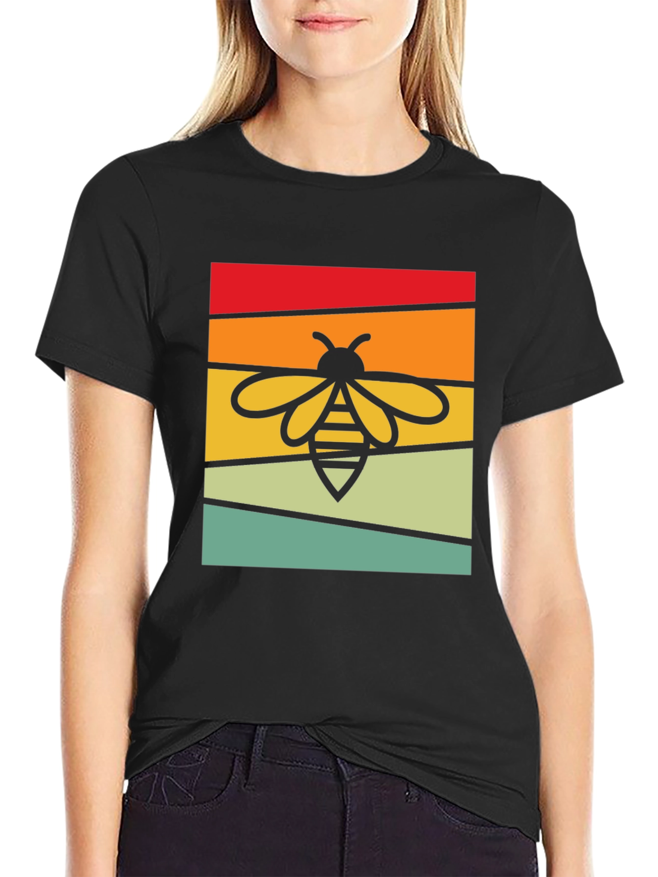 Retro Bee Graphic Tee - Black