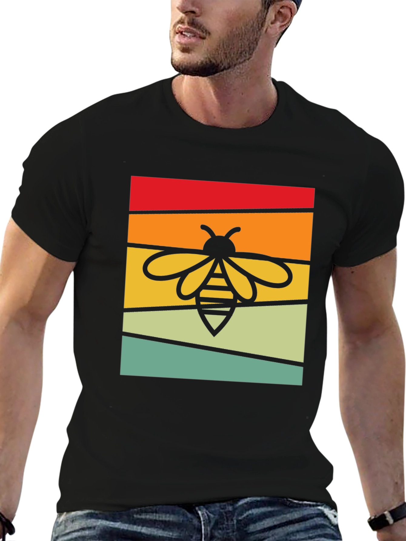 Retro Bee Graphic Tee - Black