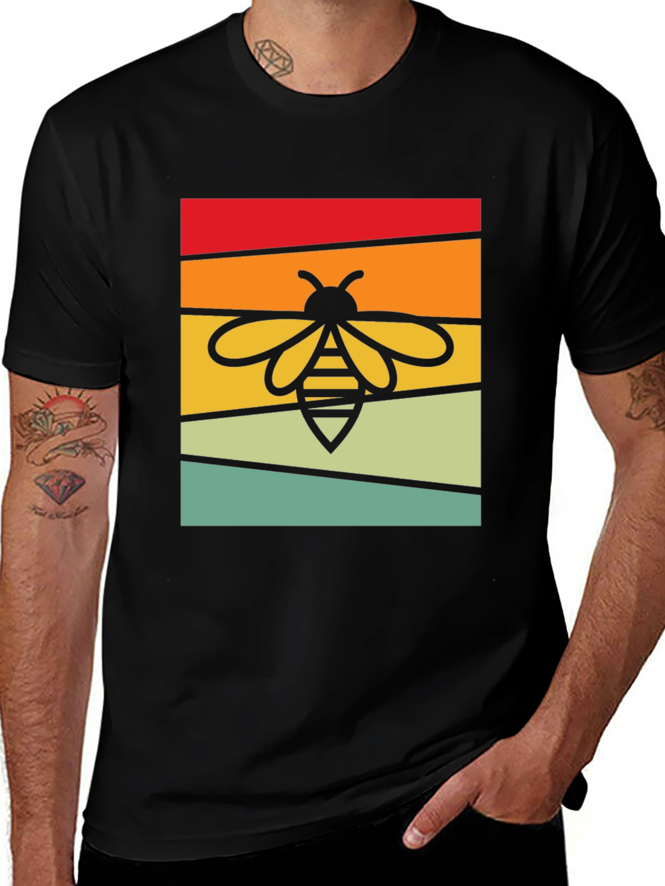 Retro Bee Graphic Tee - Black