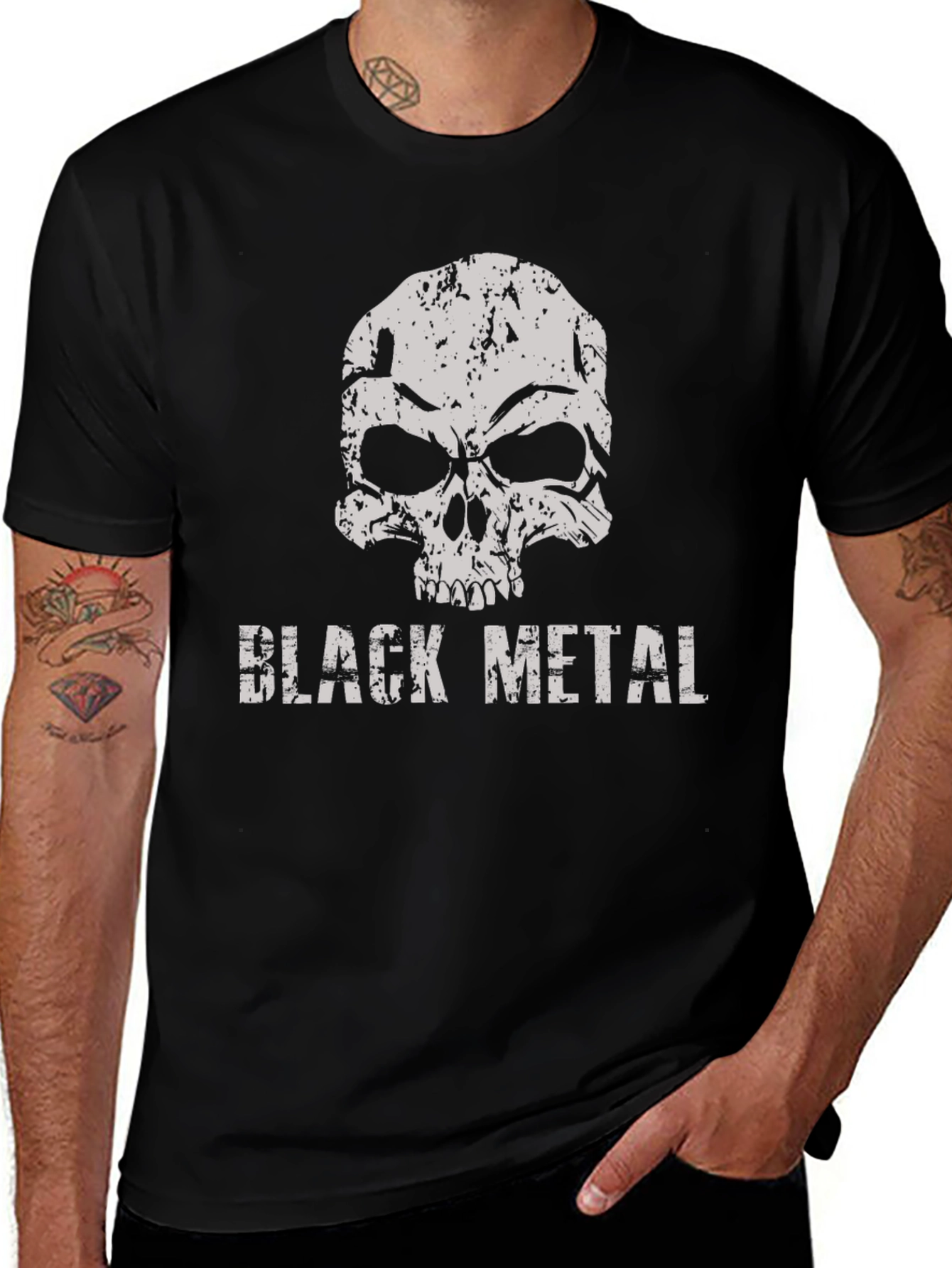 Black Metal Skull Graphic T-Shirt