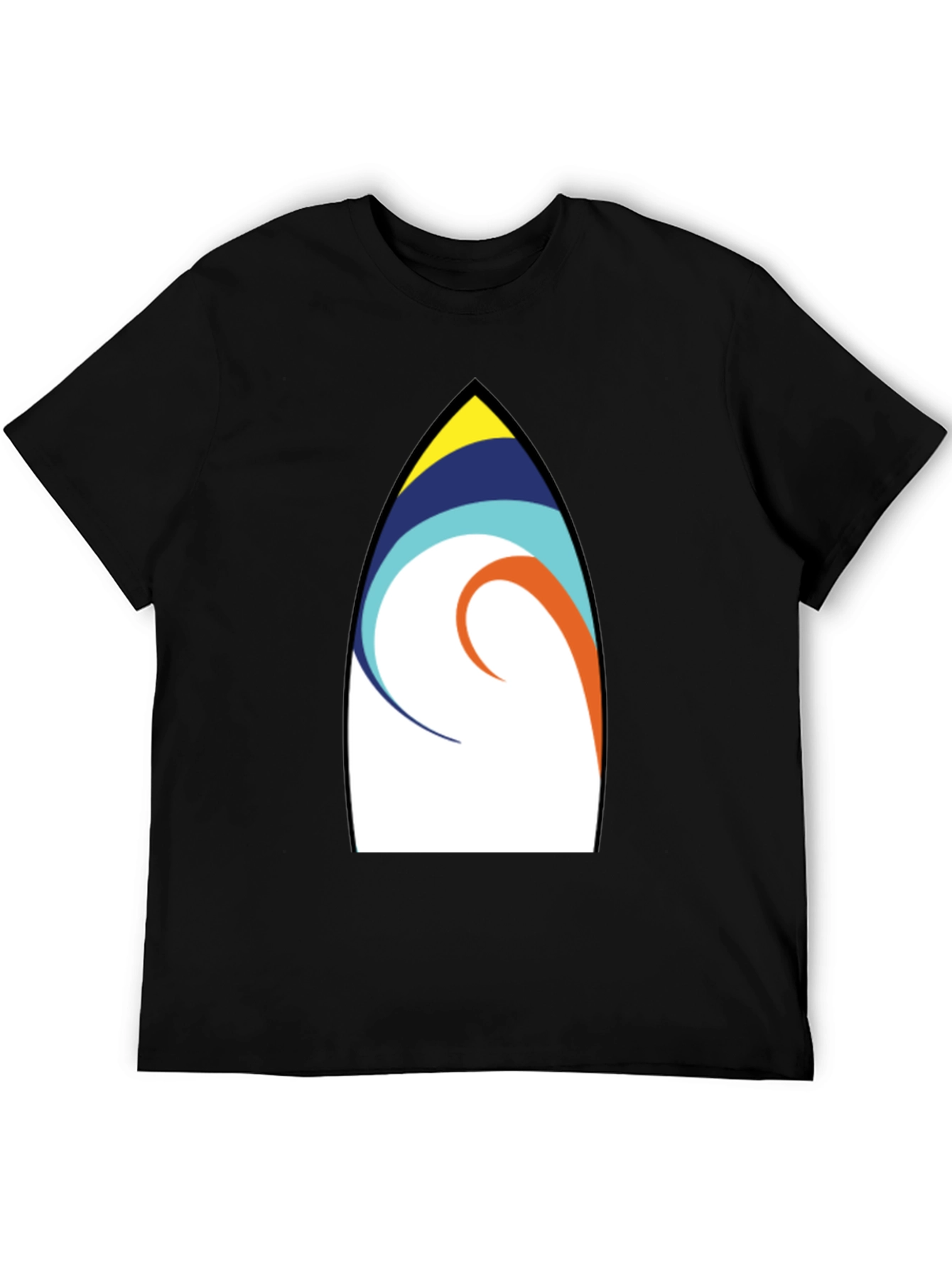 Surfboard Art Graphic Tee - Casual Black T-Shirt