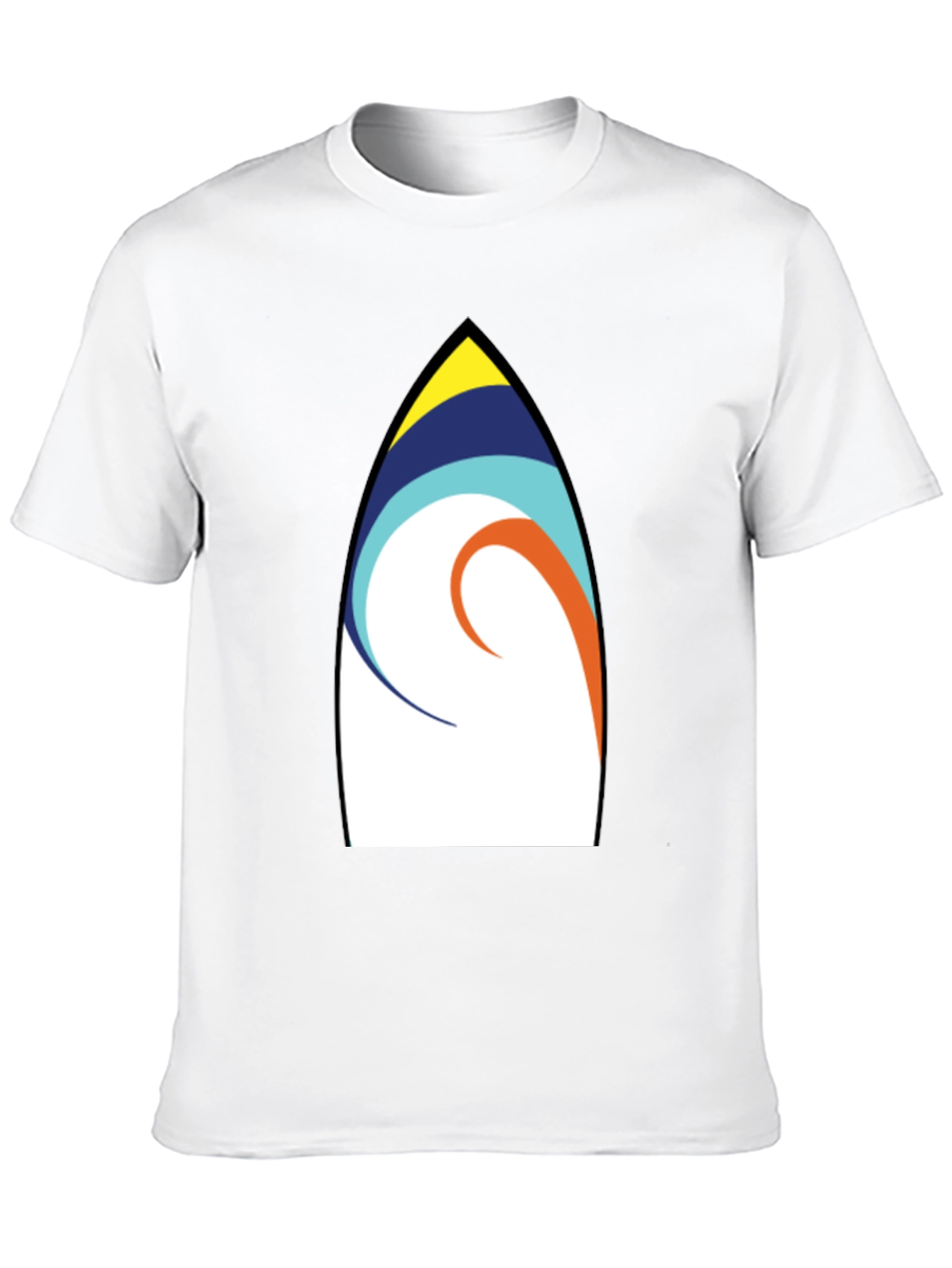 Surfboard Art Graphic Tee - Casual Black T-Shirt