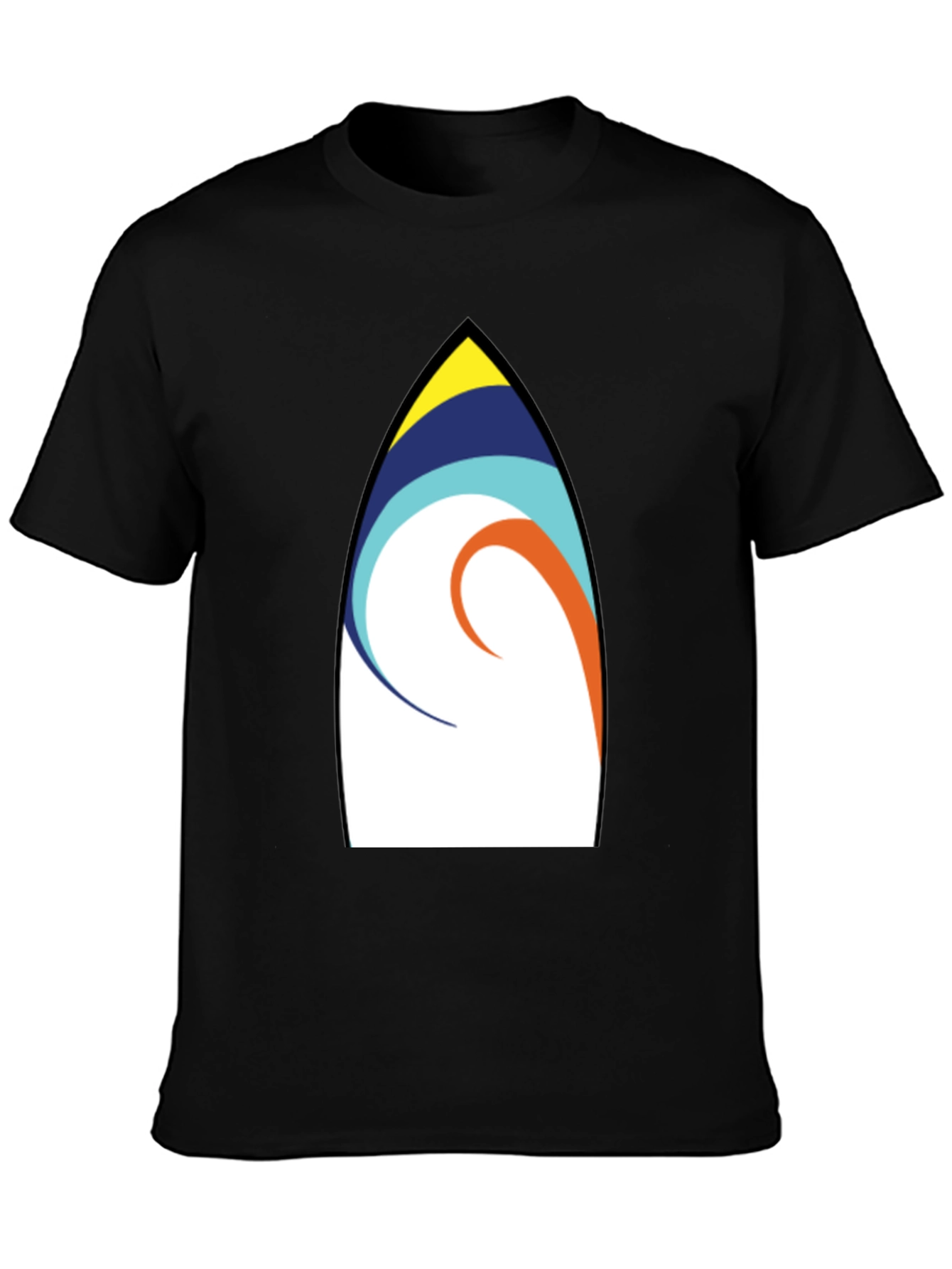 Surfboard Art Graphic Tee - Casual Black T-Shirt