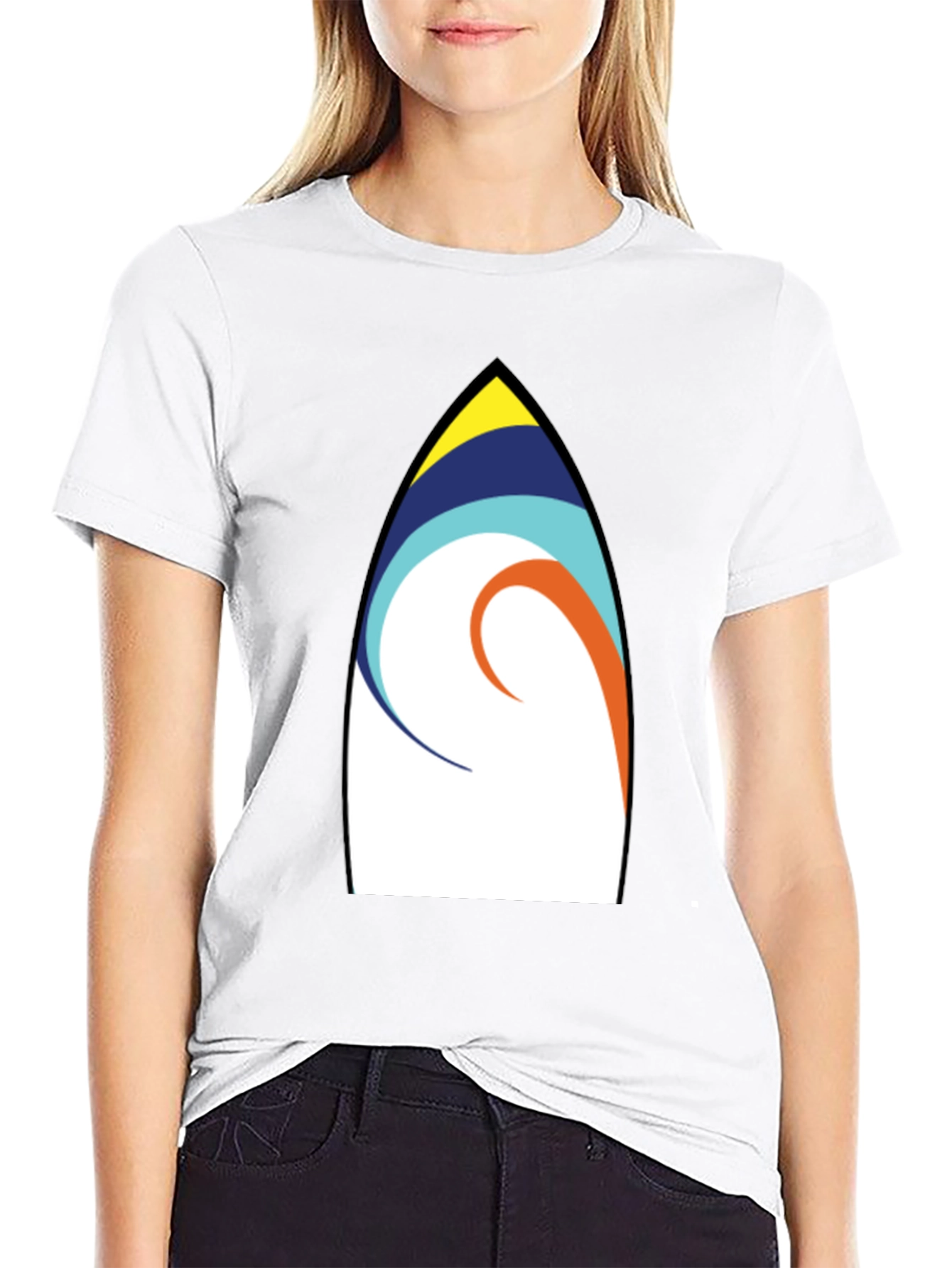 Surfboard Art Graphic Tee - Casual Black T-Shirt