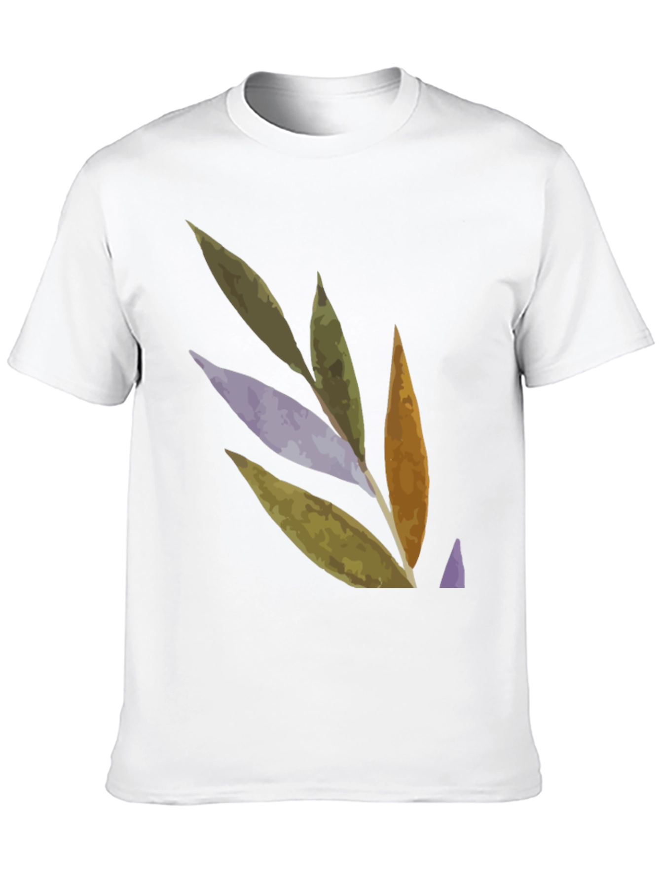 Abstract Leaf Design Black T-Shirt