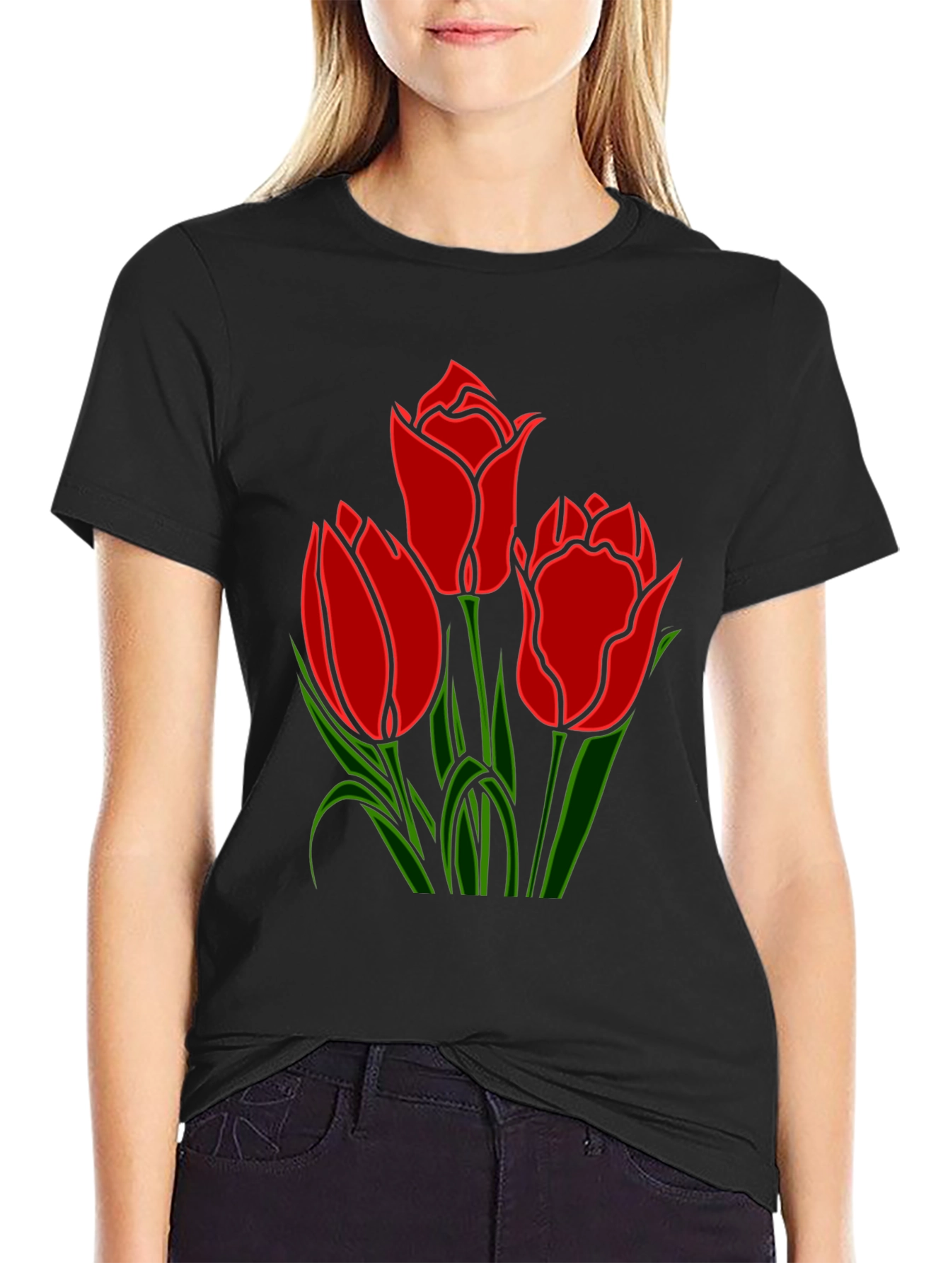 Tulip Graphic Tee - Stylish Floral Design