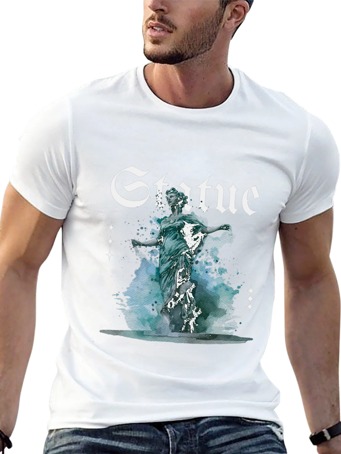 Statue Graphic Print Black T-Shirt