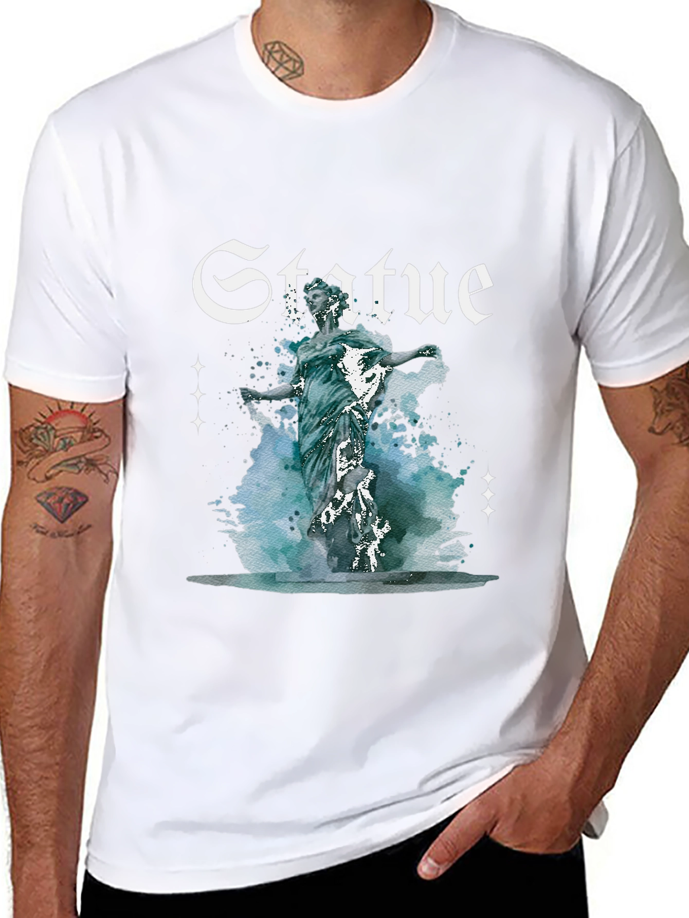 Statue Graphic Print Black T-Shirt
