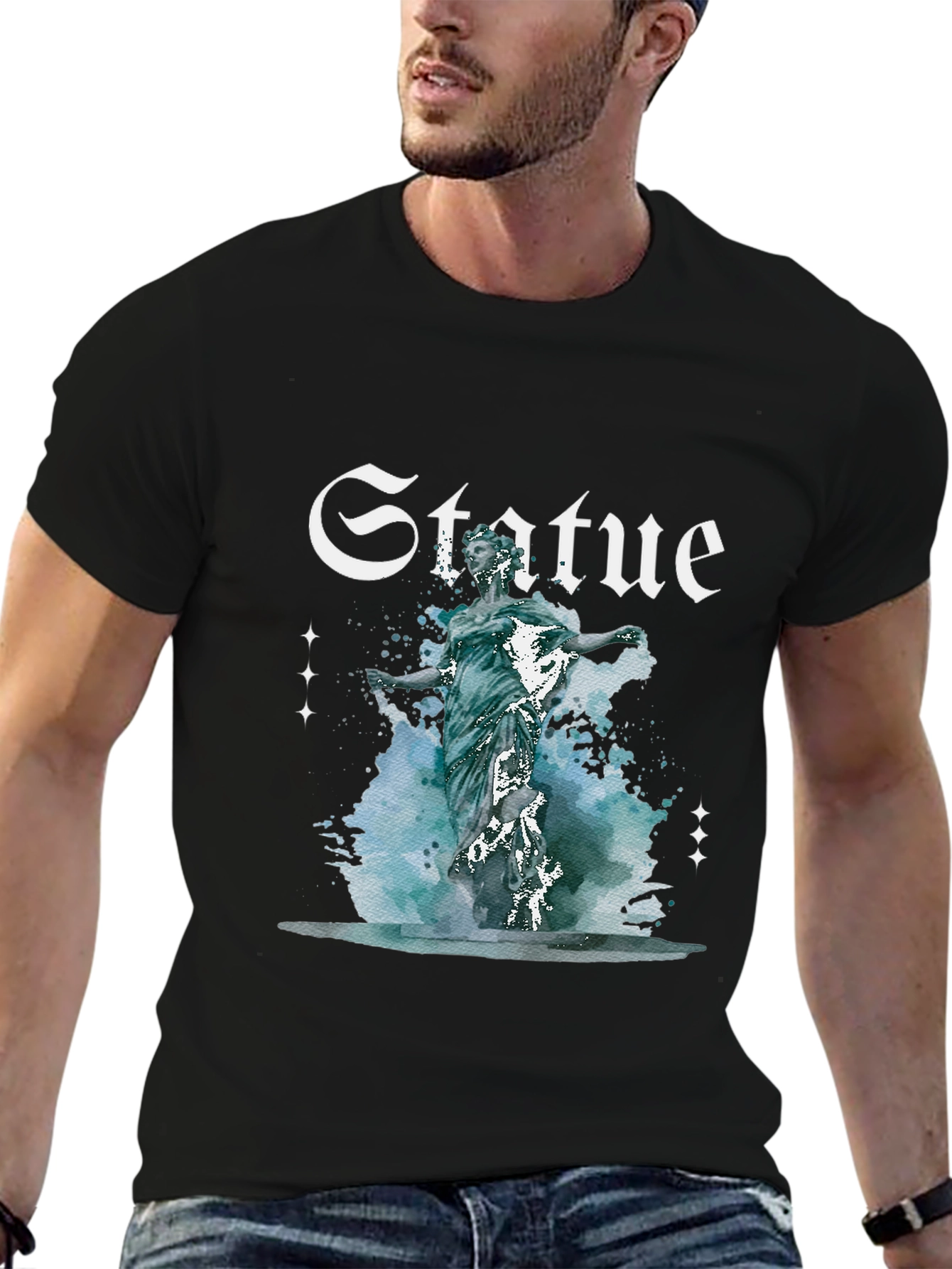 Statue Graphic Print Black T-Shirt