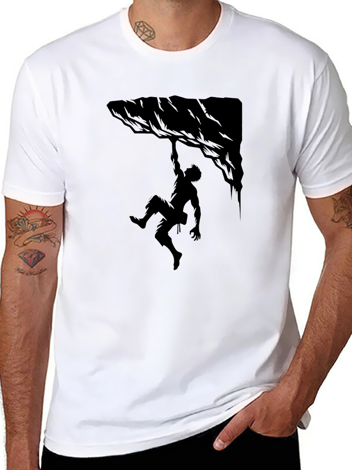 Rock Climber Graphic Tee - Black Cotton Blend