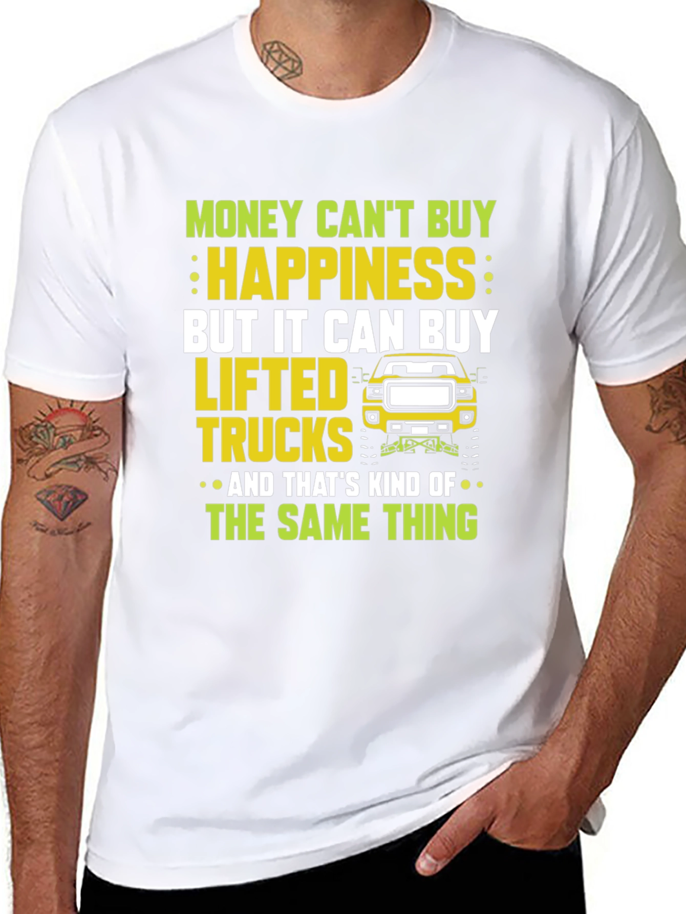 Lifted Truck T-Shirt: Money Cant Buy Happiness