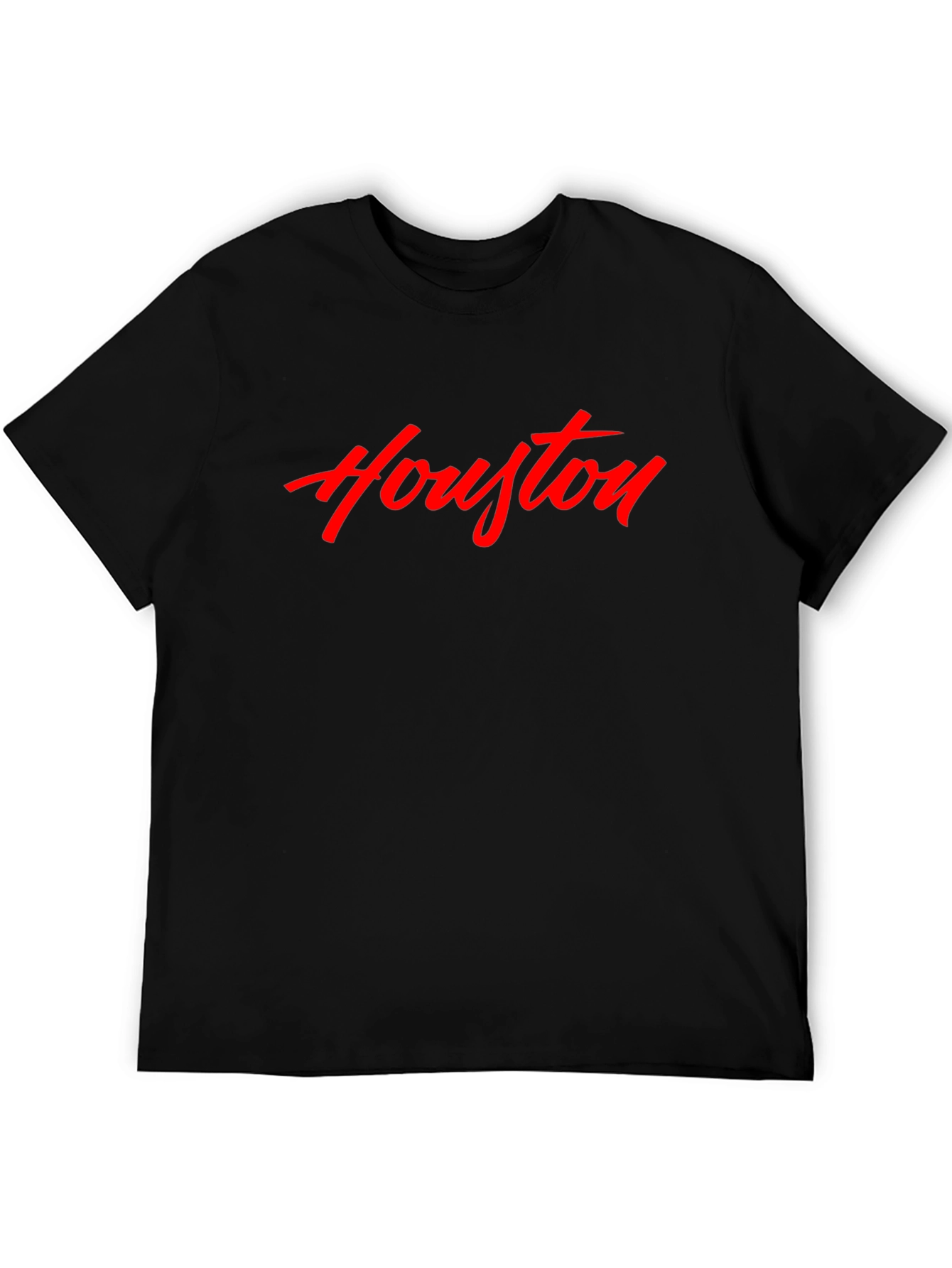 Houston Script Tee - Black Cotton Casual Shirt