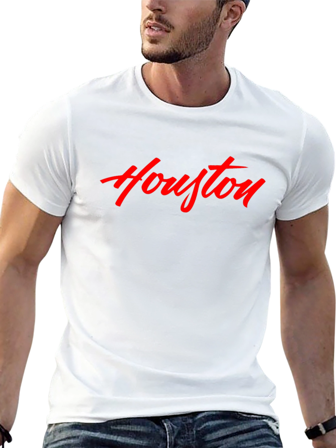 Houston Script Tee - Black Cotton Casual Shirt
