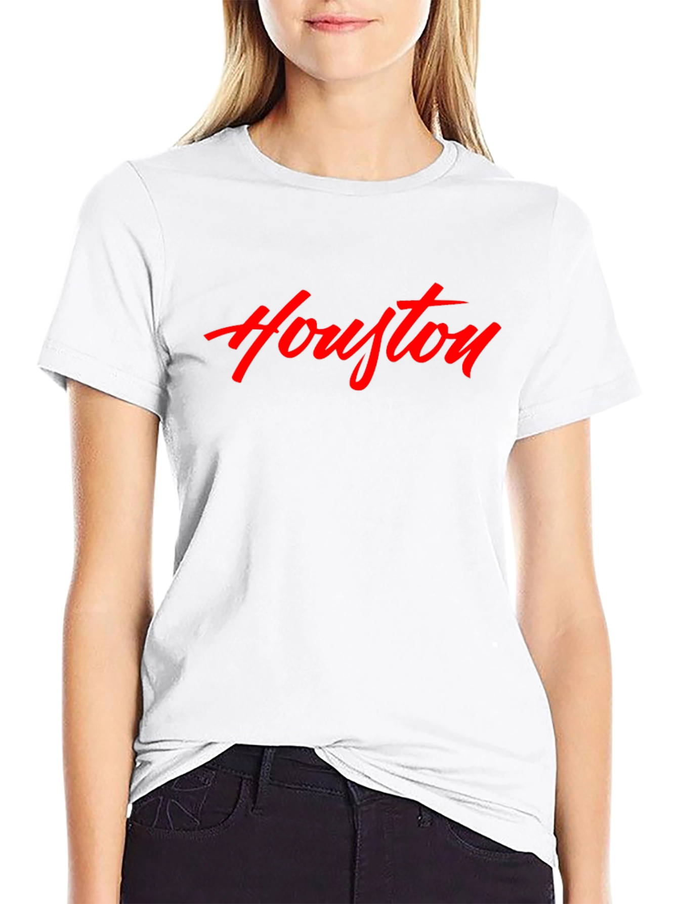 Houston Script Tee - Black Cotton Casual Shirt