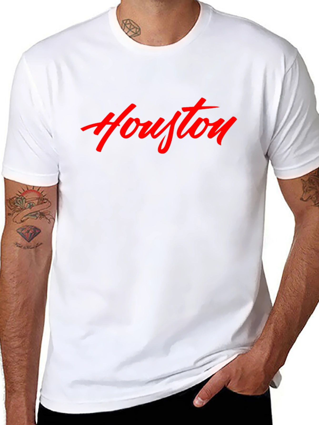 Houston Script Tee - Black Cotton Casual Shirt
