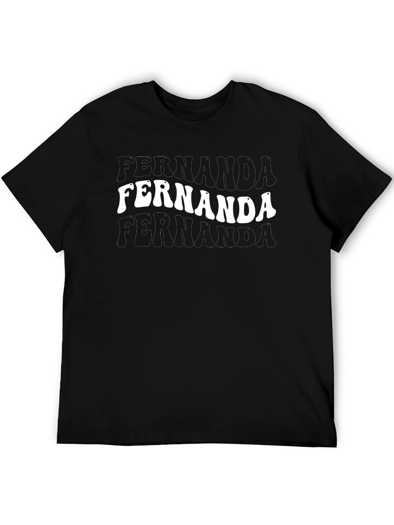 Retro Fernanda Name T-Shirt - Personalized Black Tee