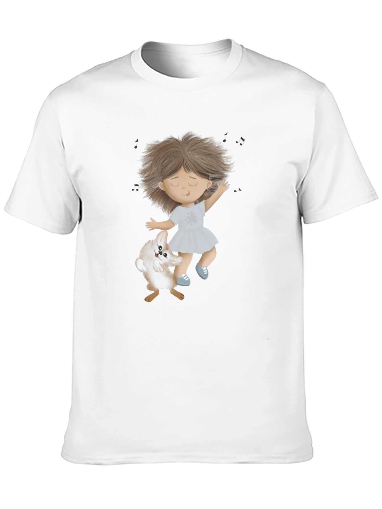 Dancing Girl and Dog Black T-Shirt
