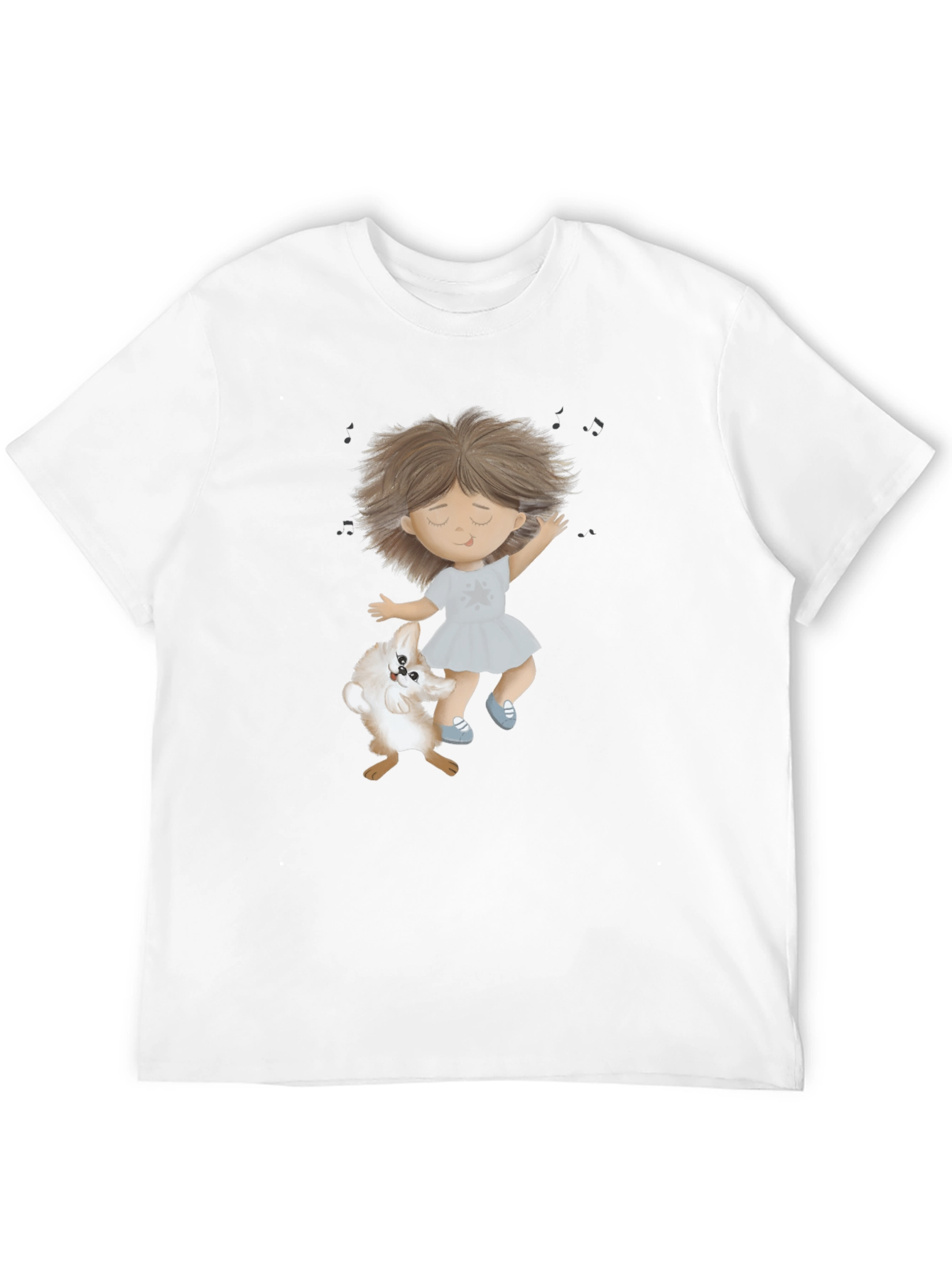 Dancing Girl and Dog Black T-Shirt