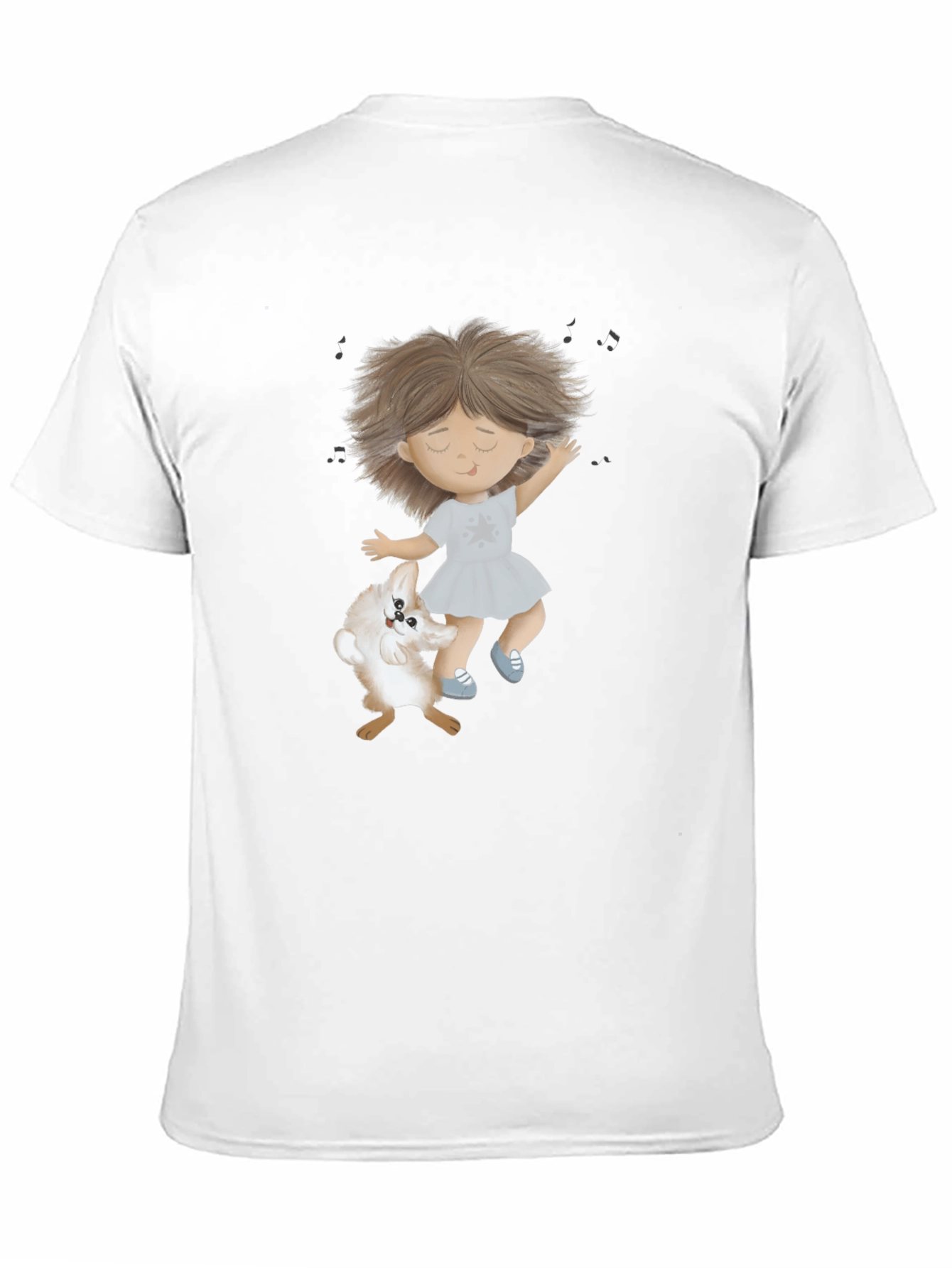Dancing Girl and Dog Black T-Shirt
