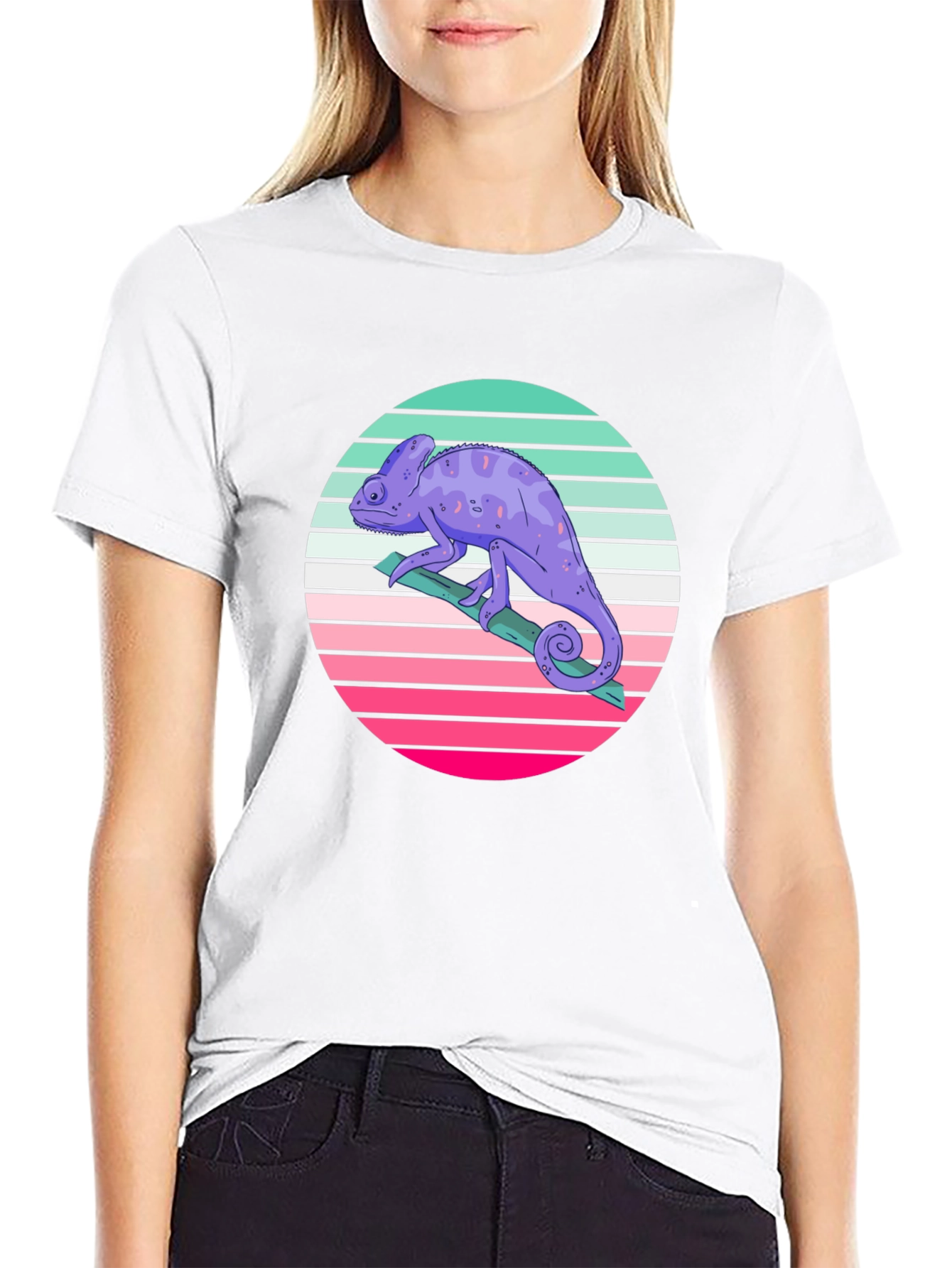 Retro Chameleon T-Shirt - Black Cotton Tee