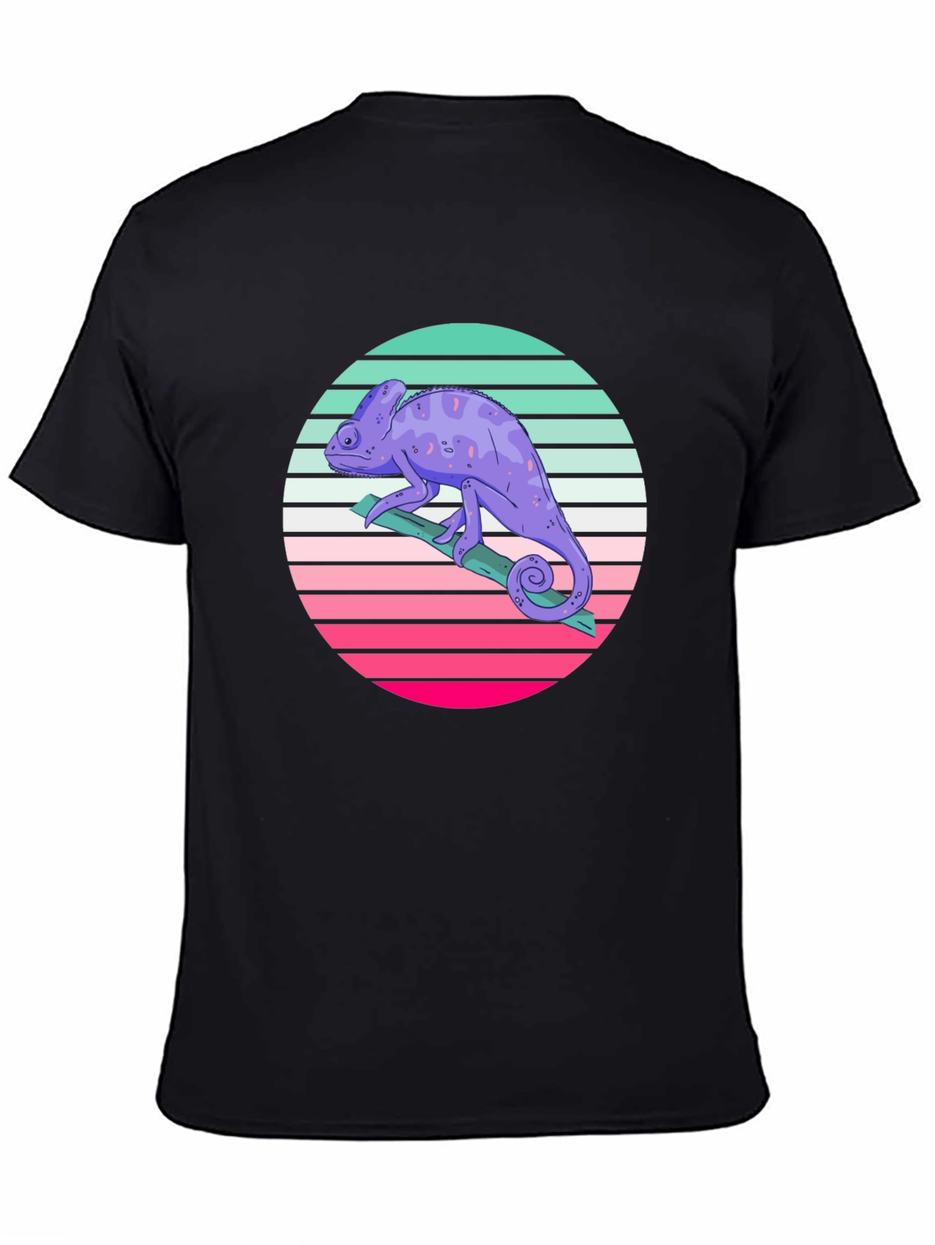 Retro Chameleon T-Shirt - Black Cotton Tee