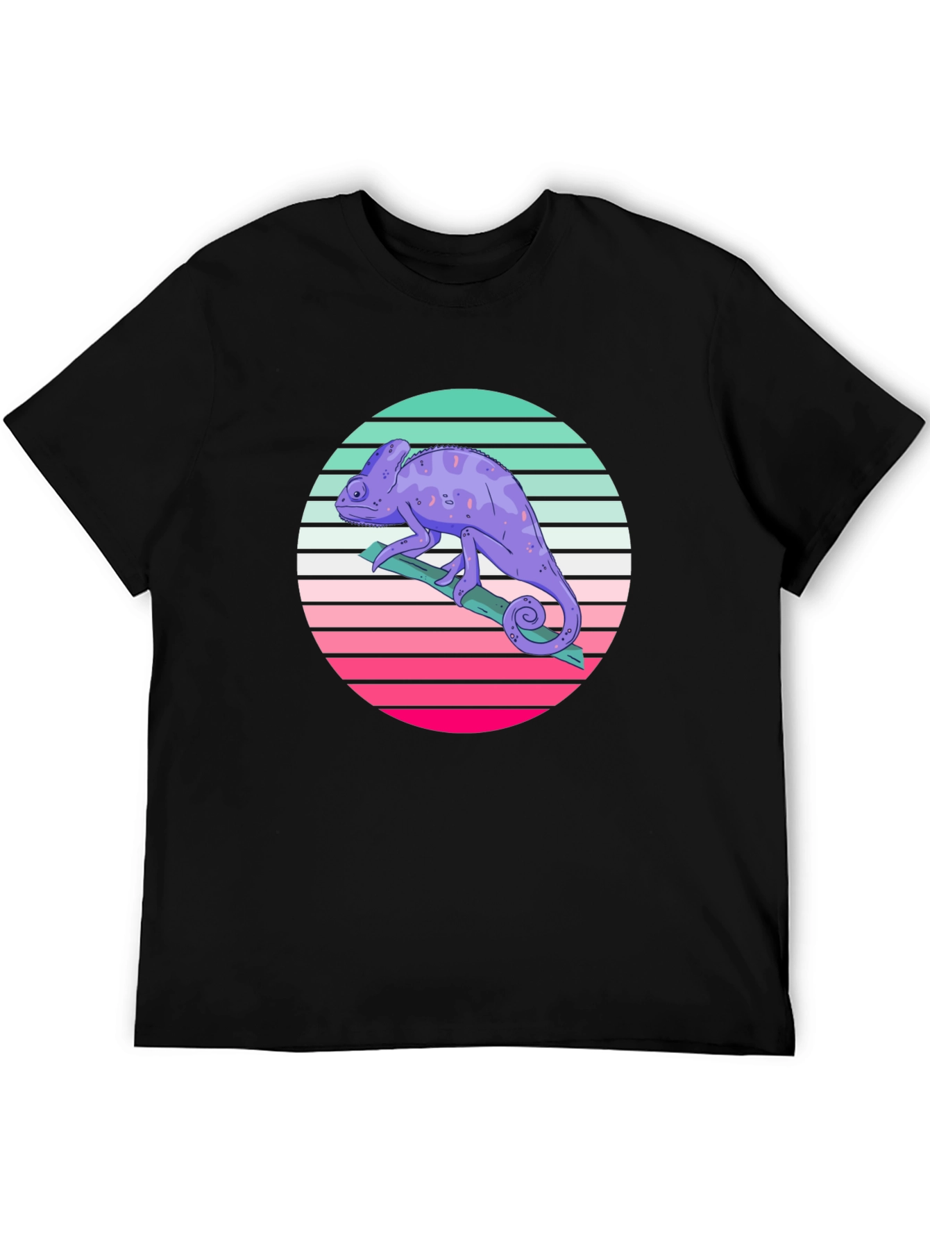Retro Chameleon T-Shirt - Black Cotton Tee