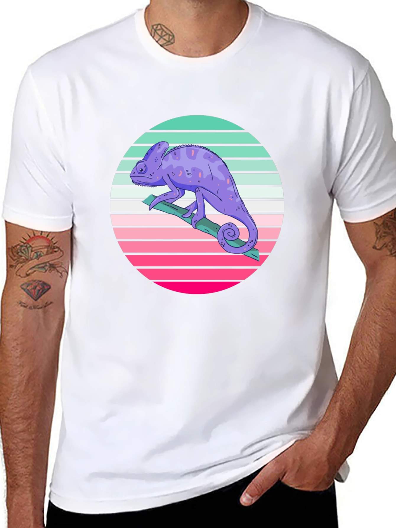 Retro Chameleon T-Shirt - Black Cotton Tee