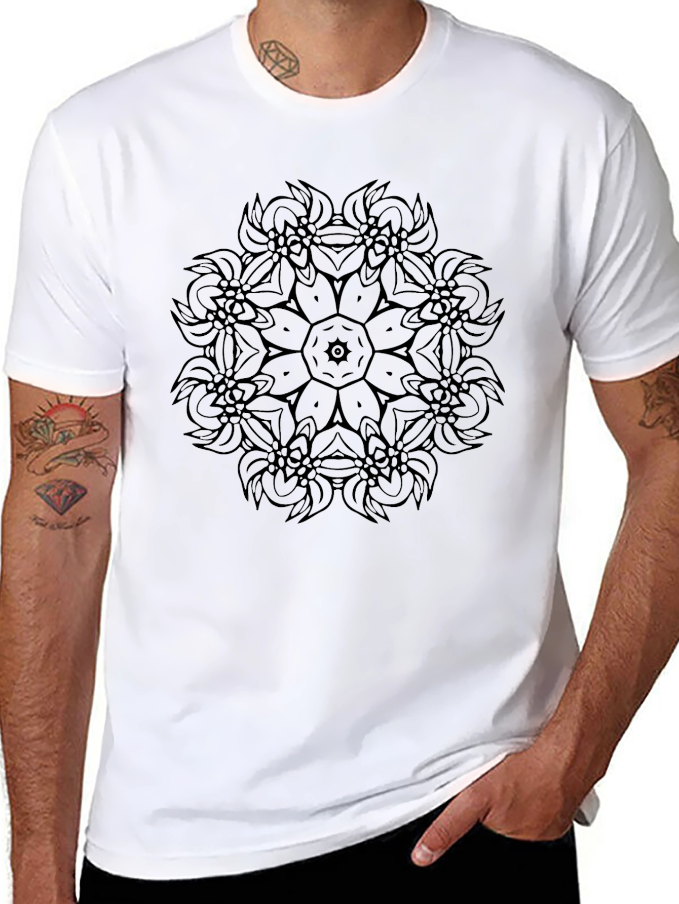 Black Mandala Graphic Tee - Stylish Comfort