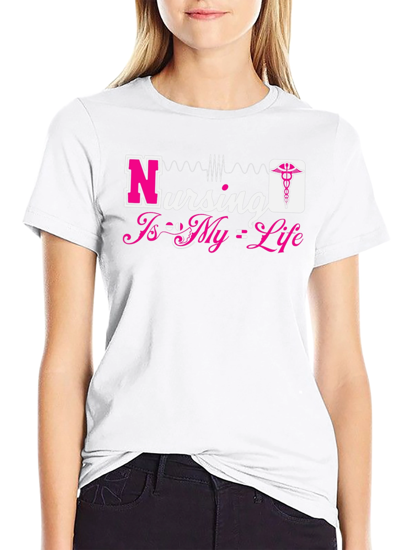 Nursing Is My Life Graphic Tee - Black