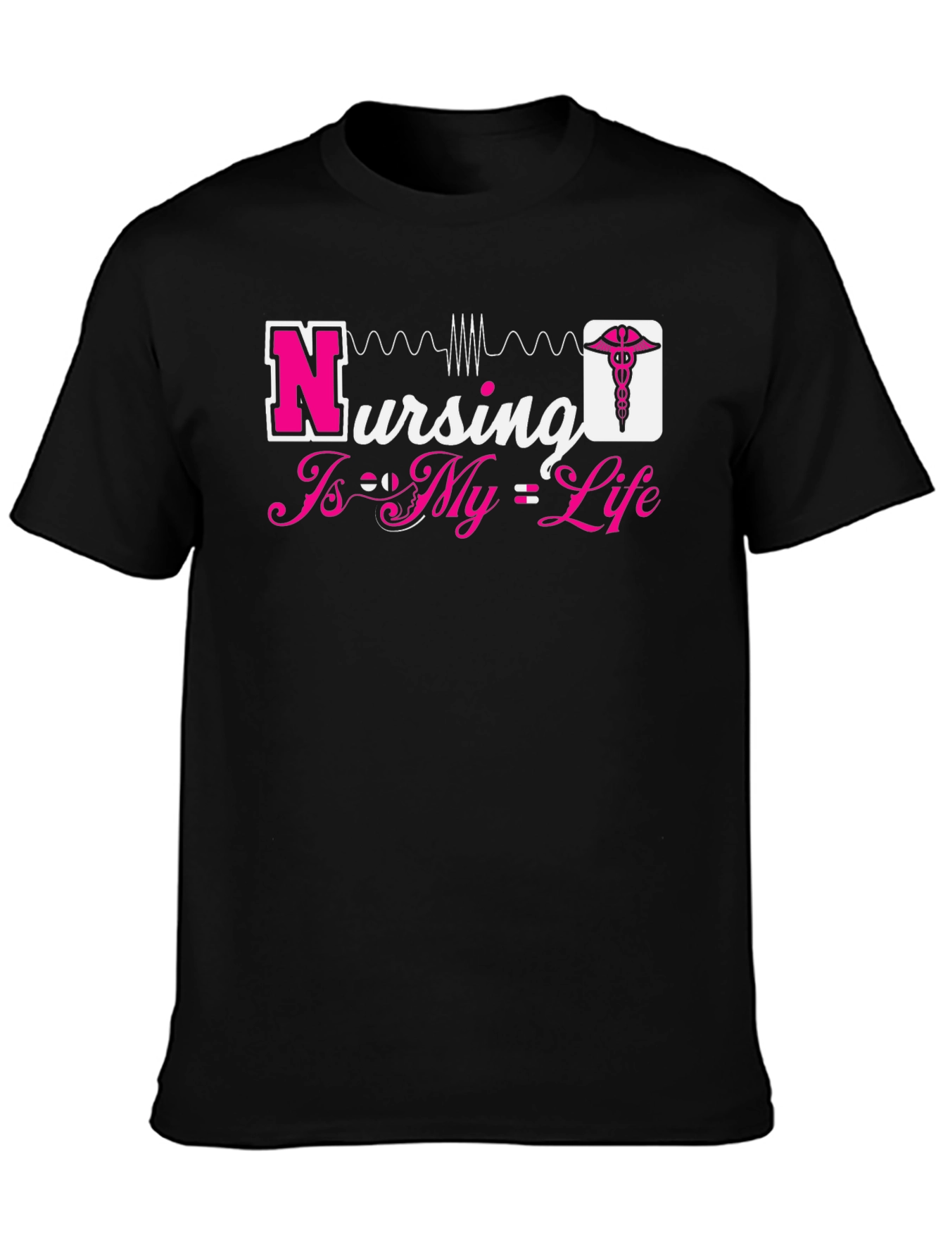 Nursing Is My Life Graphic Tee - Black