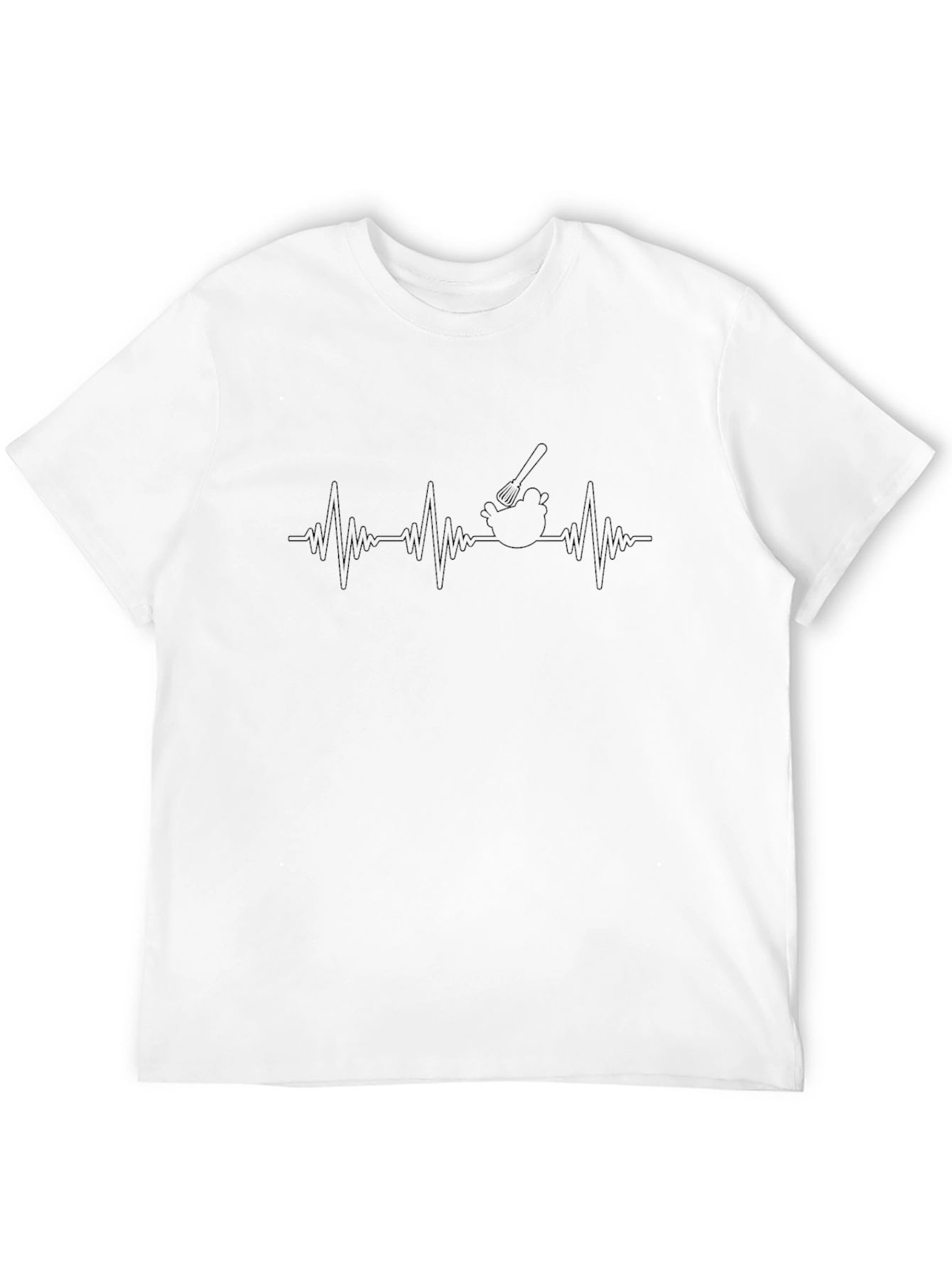 Baseball Heartbeat T-Shirt - Black Crew Neck Tee