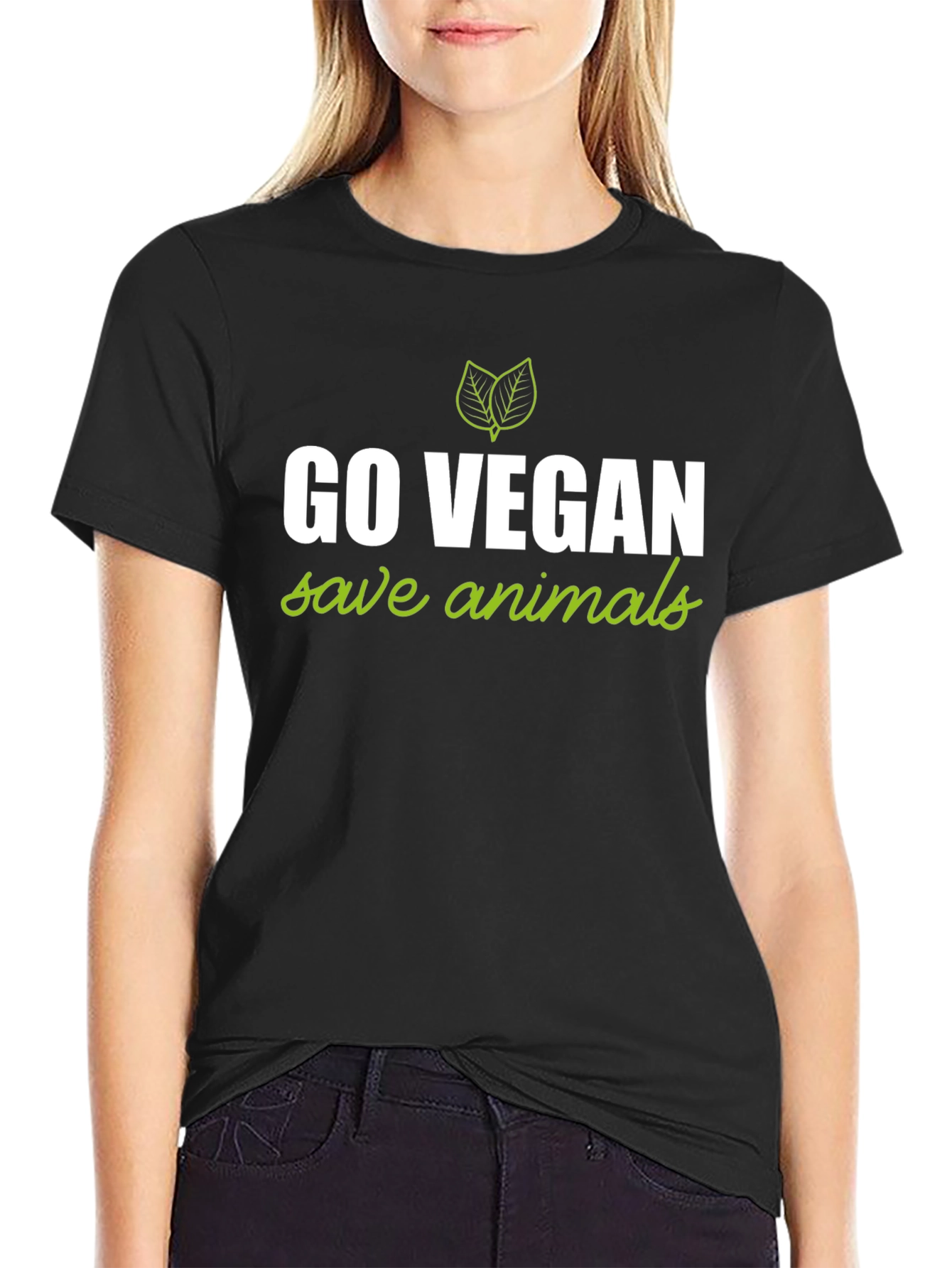 Go Vegan Save Animals Graphic Tee - Black