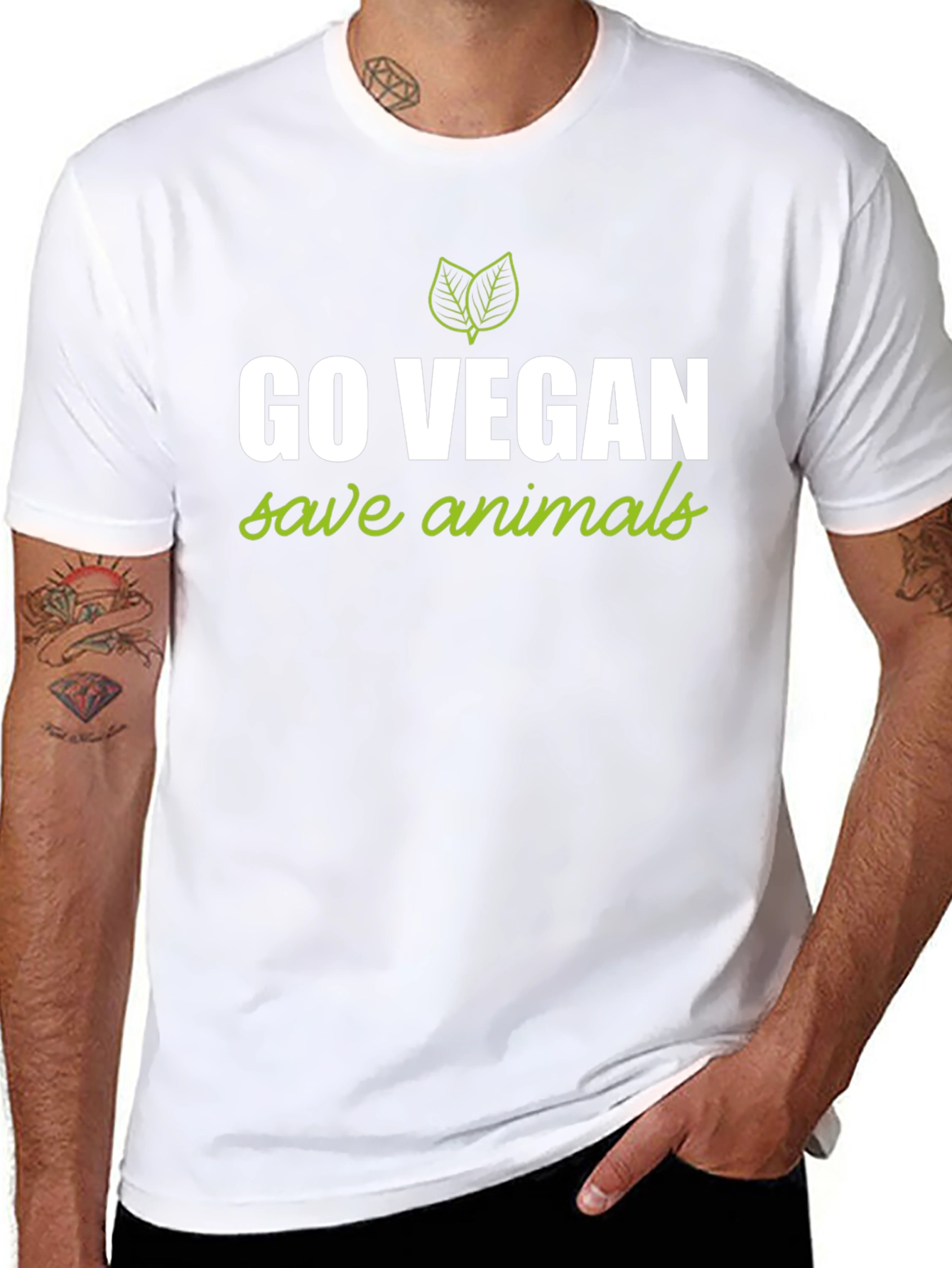 Go Vegan Save Animals Graphic Tee - Black