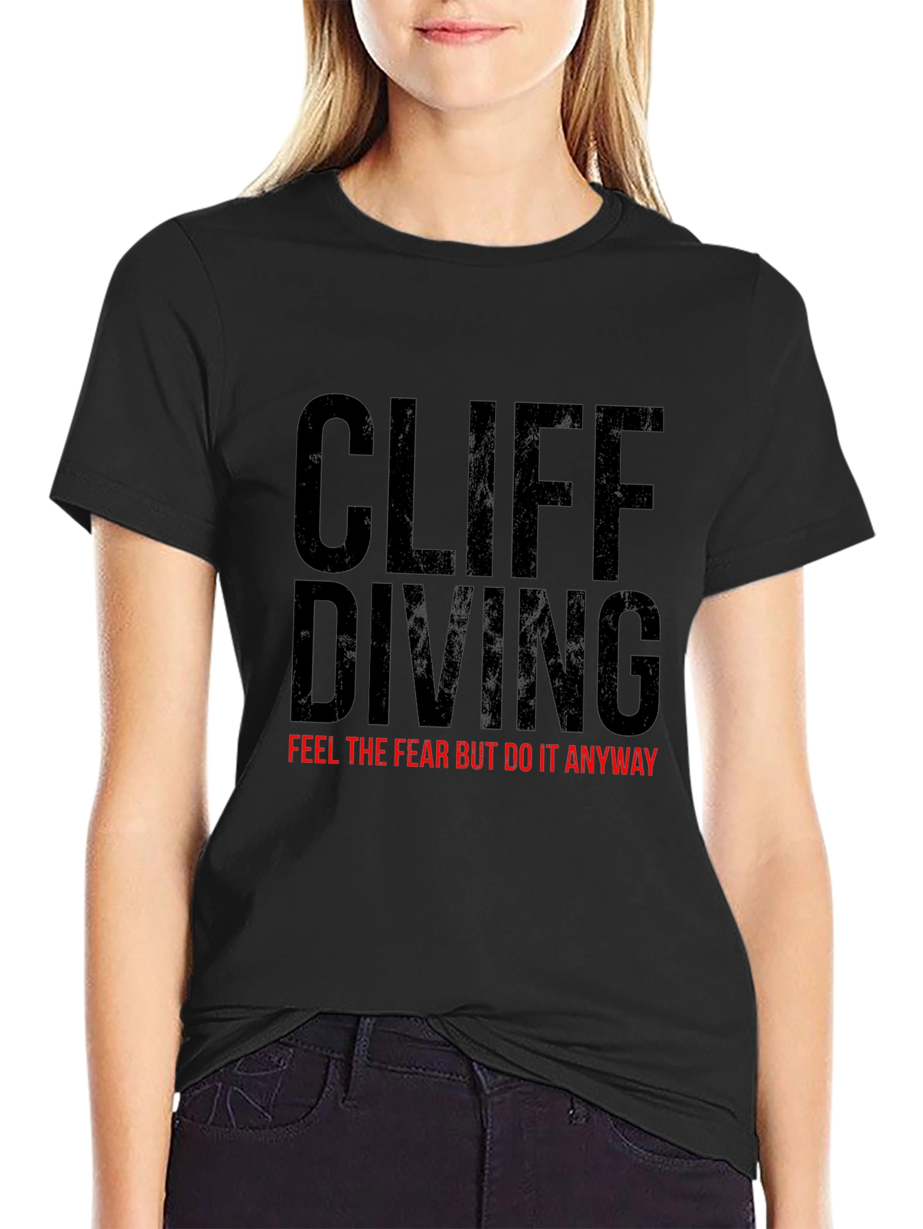 Cliff Diving Graphic T-Shirt - Black