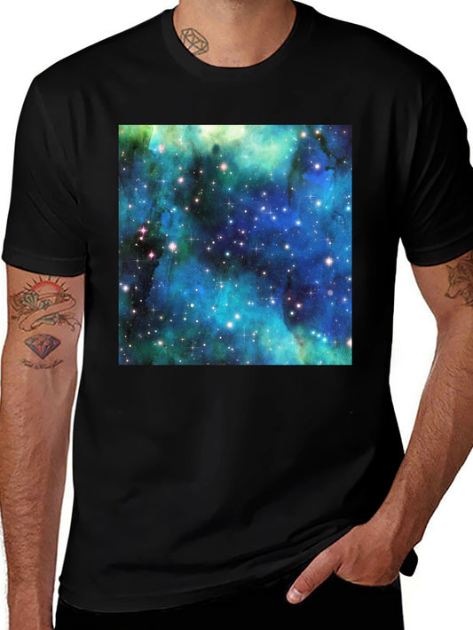 Galaxy Print Tee - Black Cotton Comfort