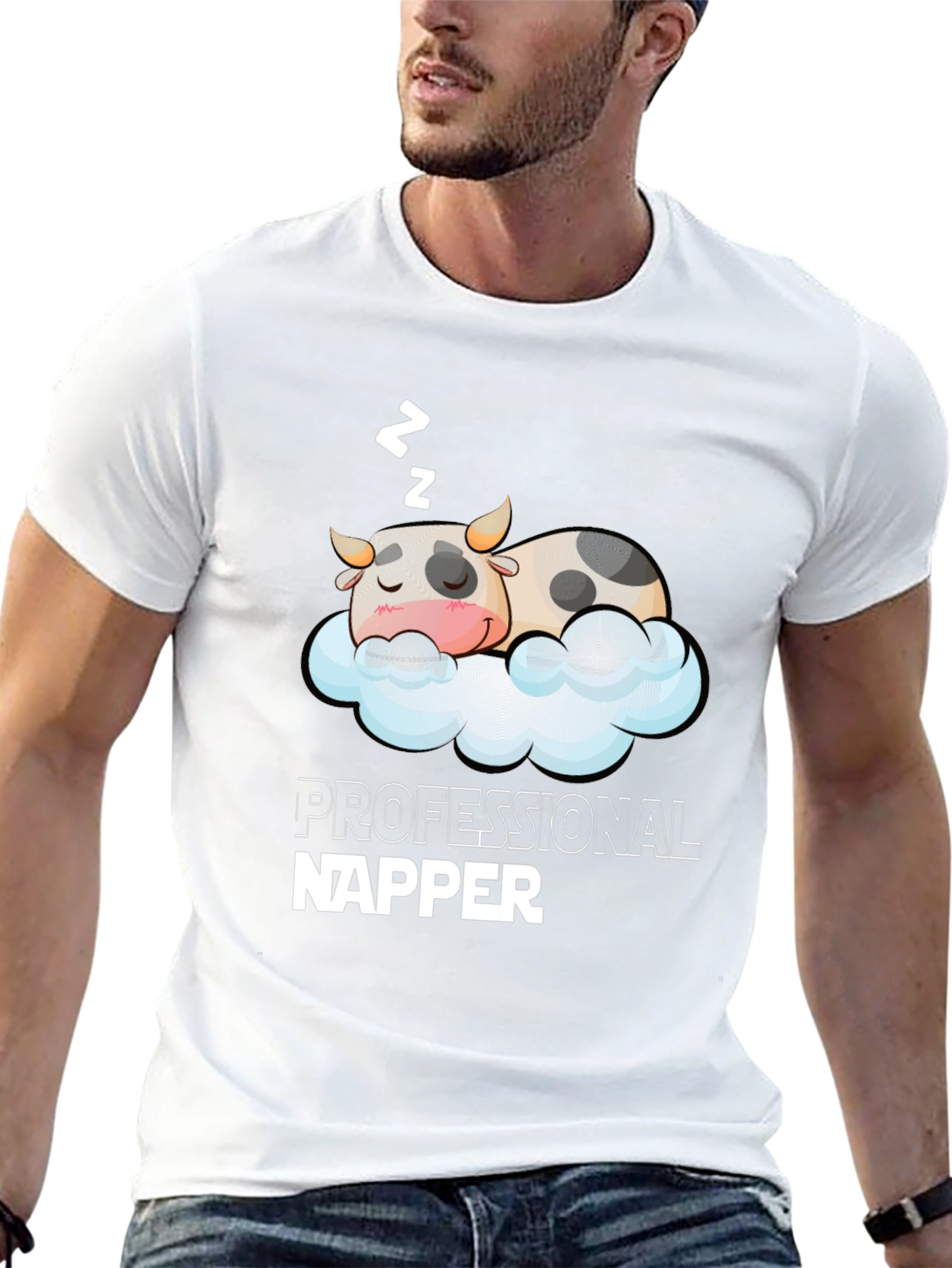 Professional Napper Cow T-Shirt -  Sleepy Animal Tee
