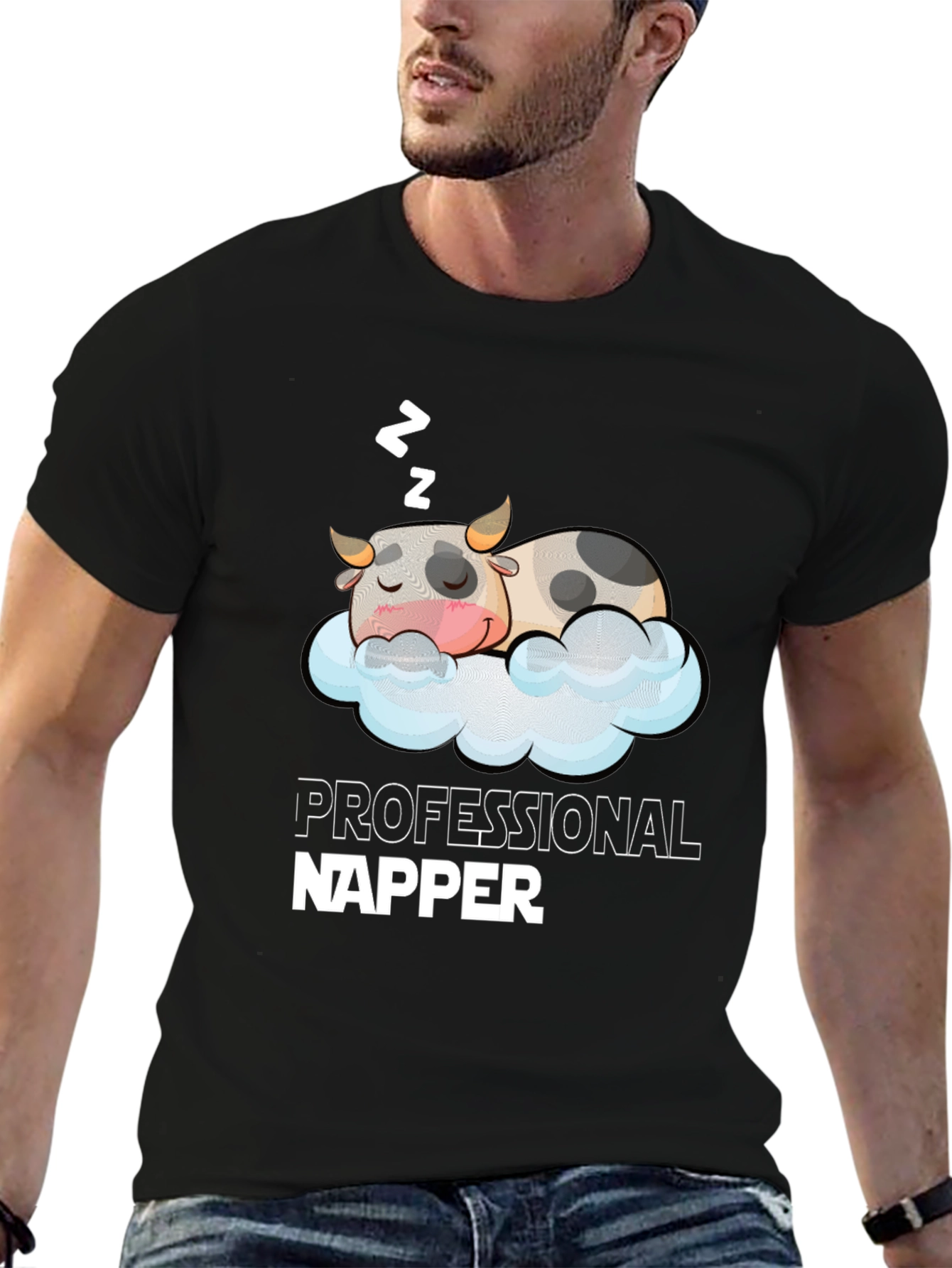 Professional Napper Cow T-Shirt -  Sleepy Animal Tee