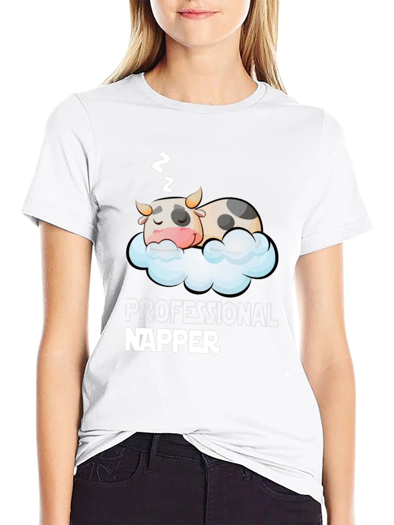 Professional Napper Cow T-Shirt -  Sleepy Animal Tee