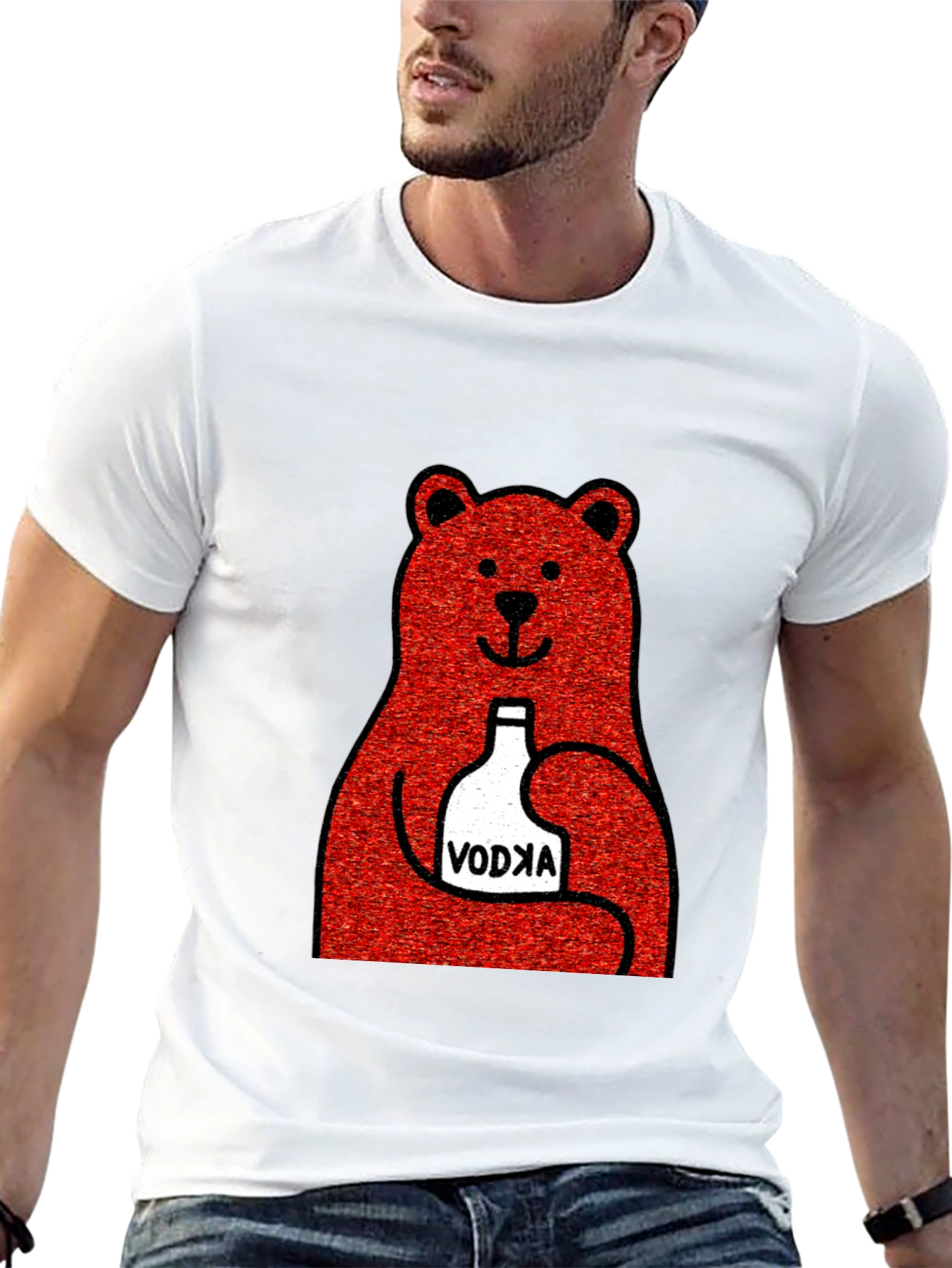 Vodka Bear Graphic Tee - Trendy Novelty T-Shirt