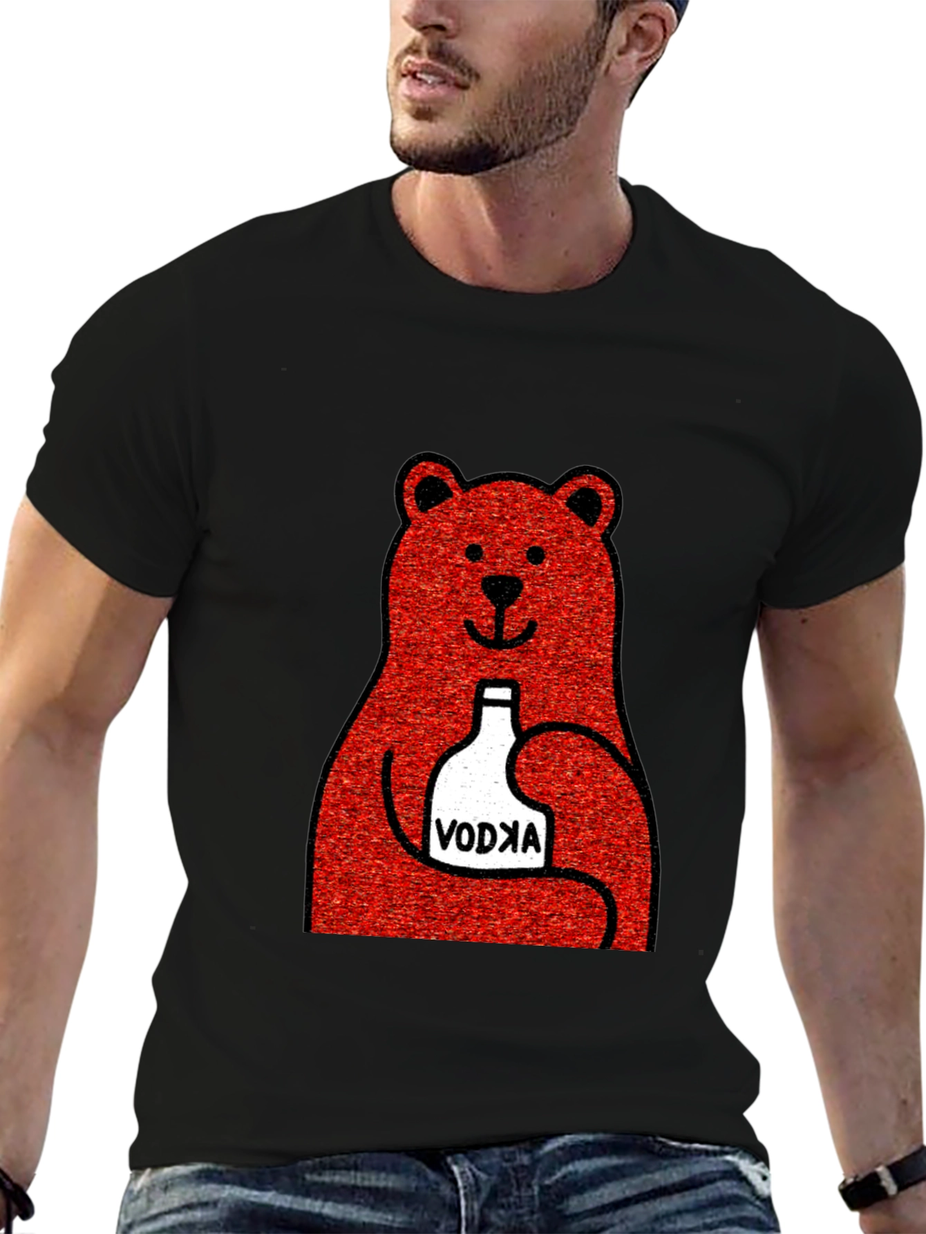 Vodka Bear Graphic Tee - Trendy Novelty T-Shirt