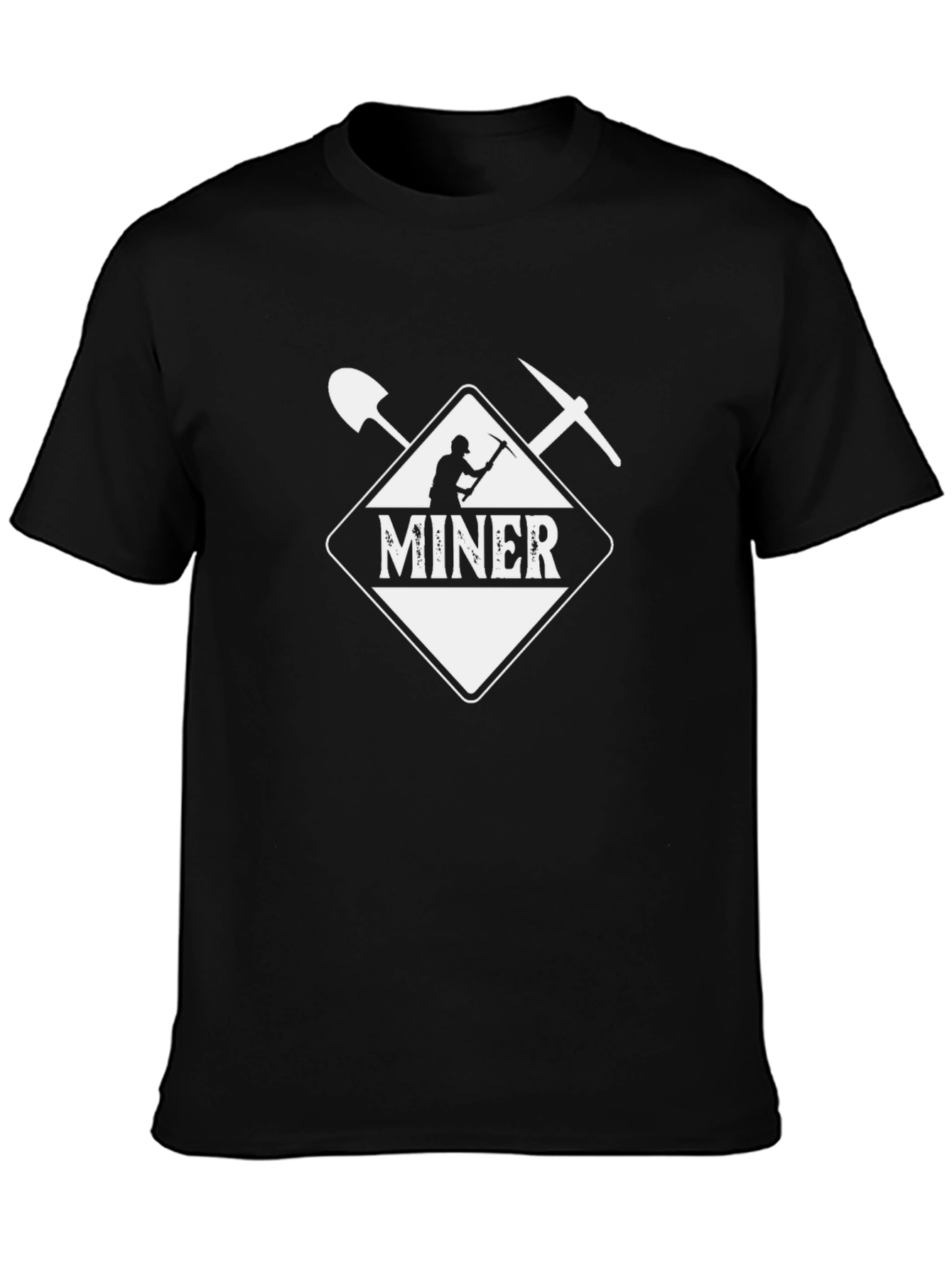 Miner T-Shirt - Black Crew Neck Graphic Tee