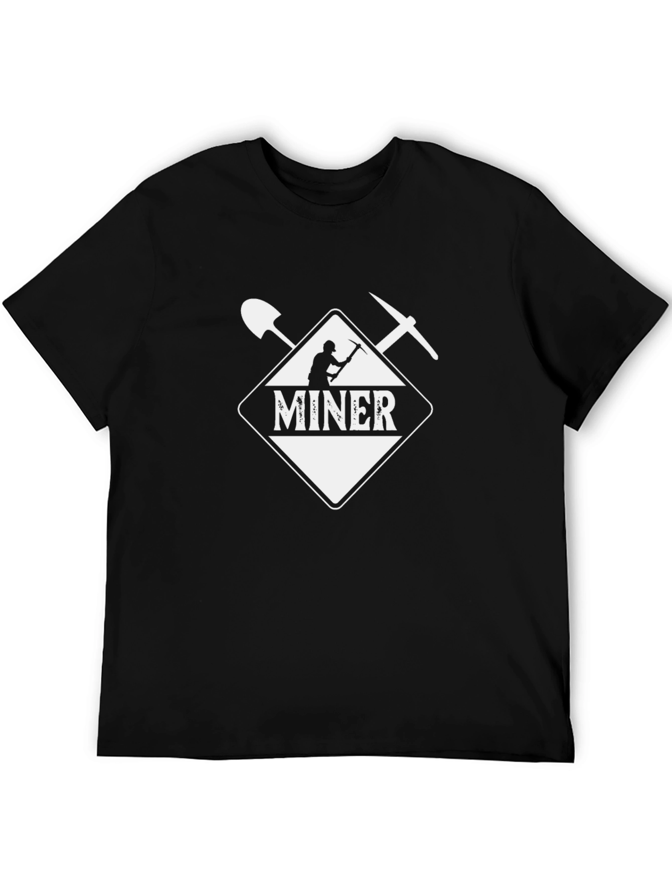Miner T-Shirt - Black Crew Neck Graphic Tee