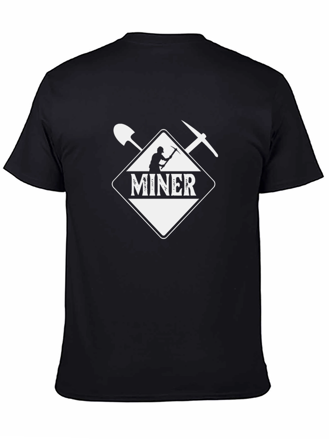Miner T-Shirt - Black Crew Neck Graphic Tee