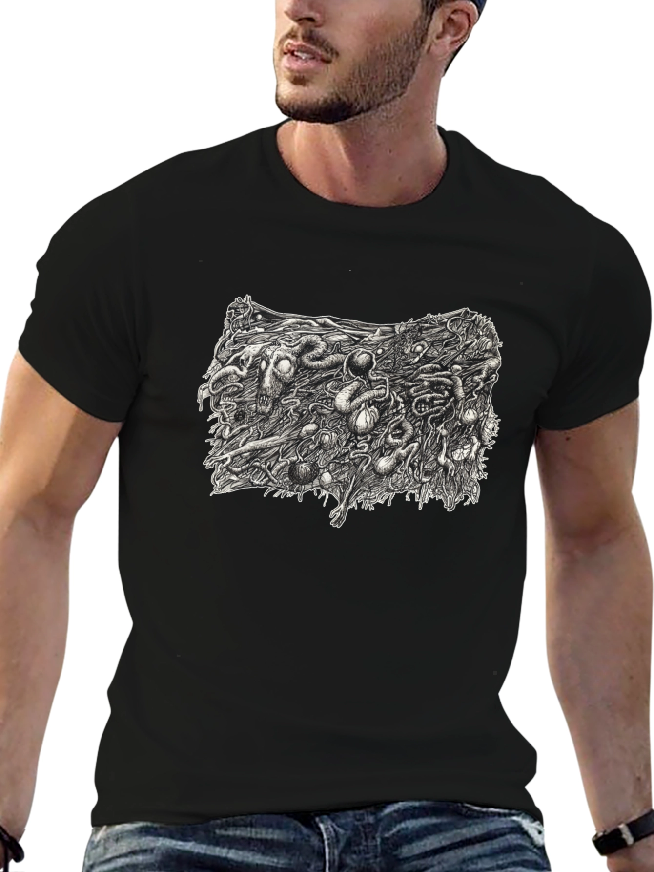 Graphic Print Black T-Shirt - Unique Design
