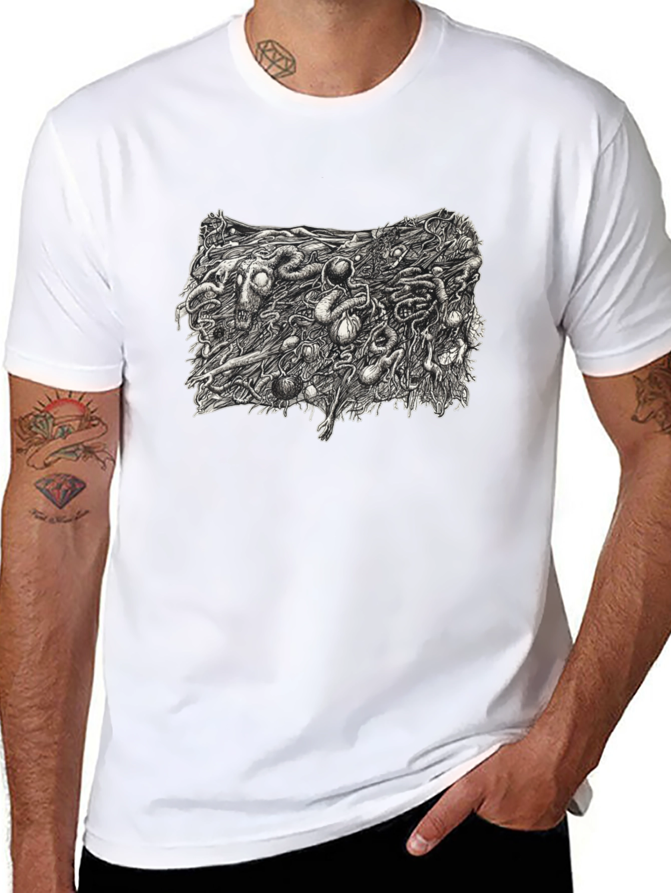 Graphic Print Black T-Shirt - Unique Design