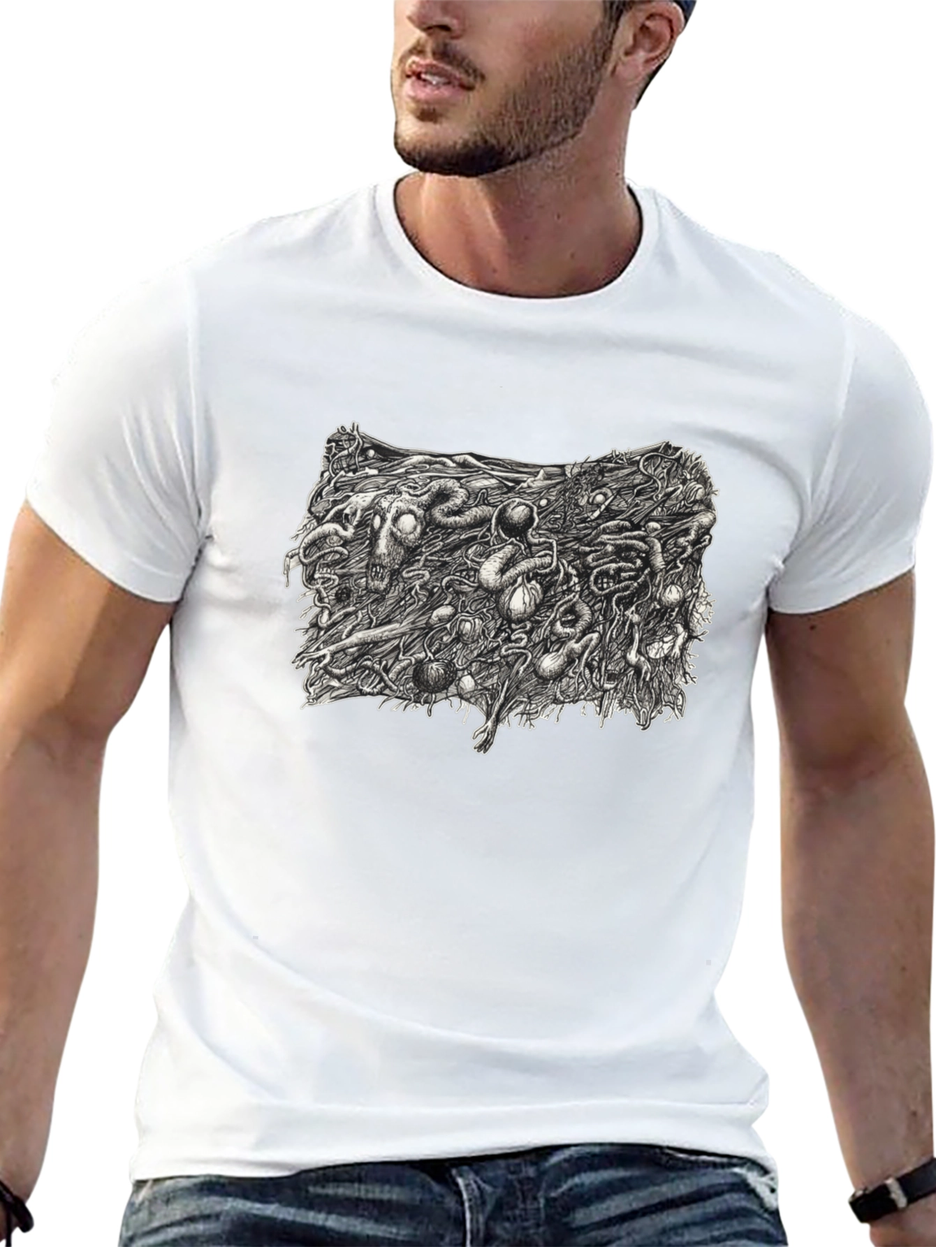 Graphic Print Black T-Shirt - Unique Design
